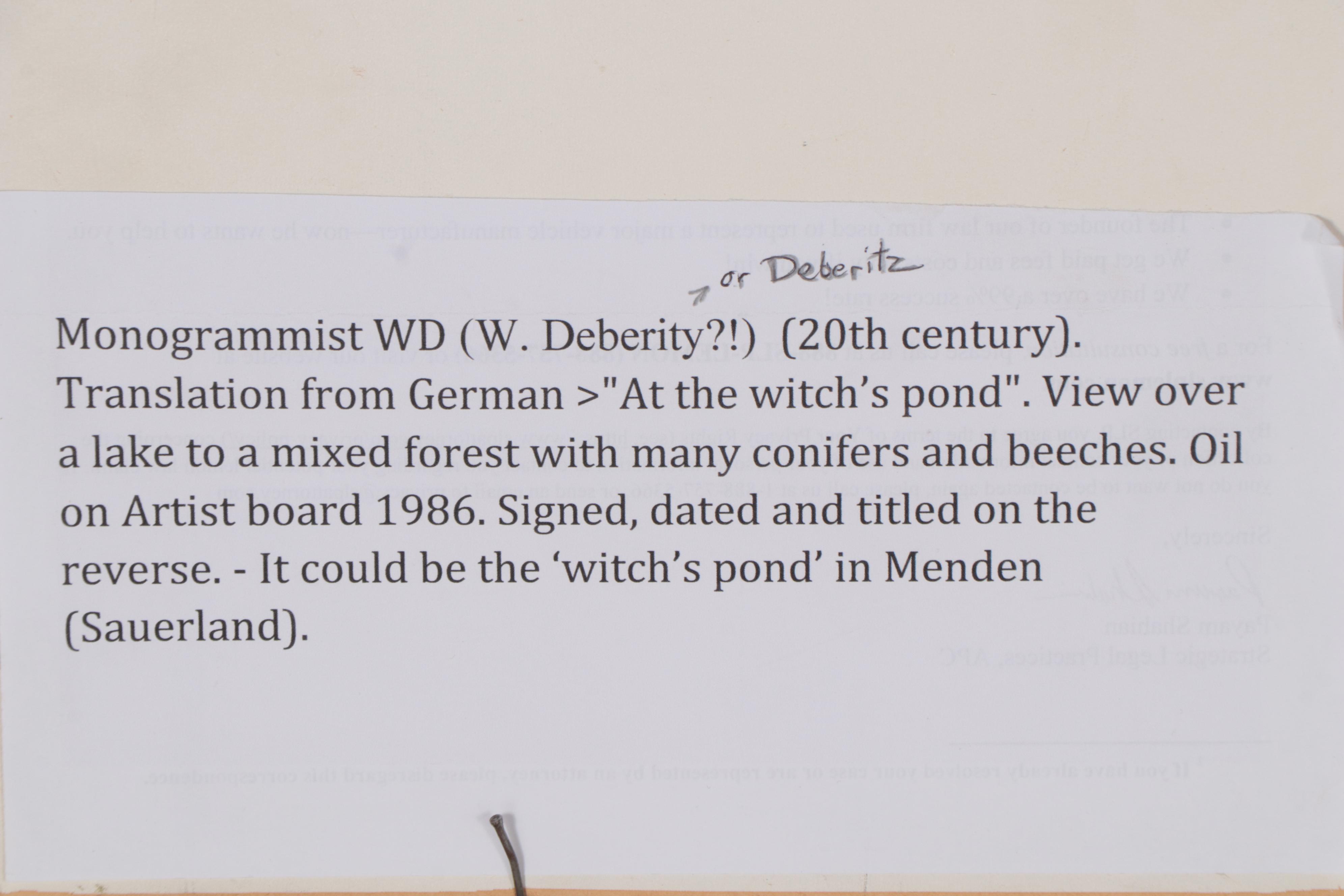 German Landscape Oil Painting "Am Hexenteich," 1986