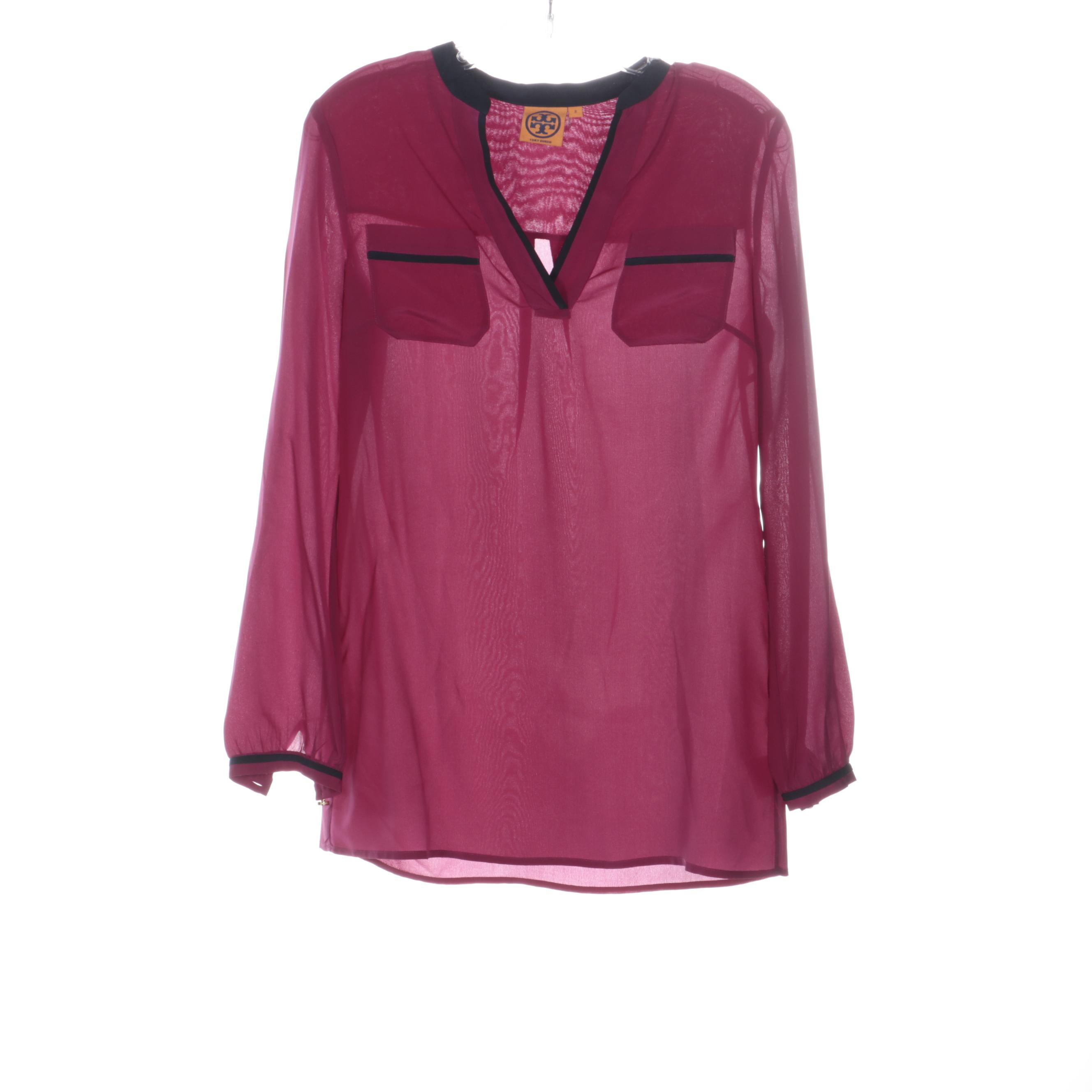 Tory Burch Silk Blouse, Print Knit Dress and Hatch Slip Dress