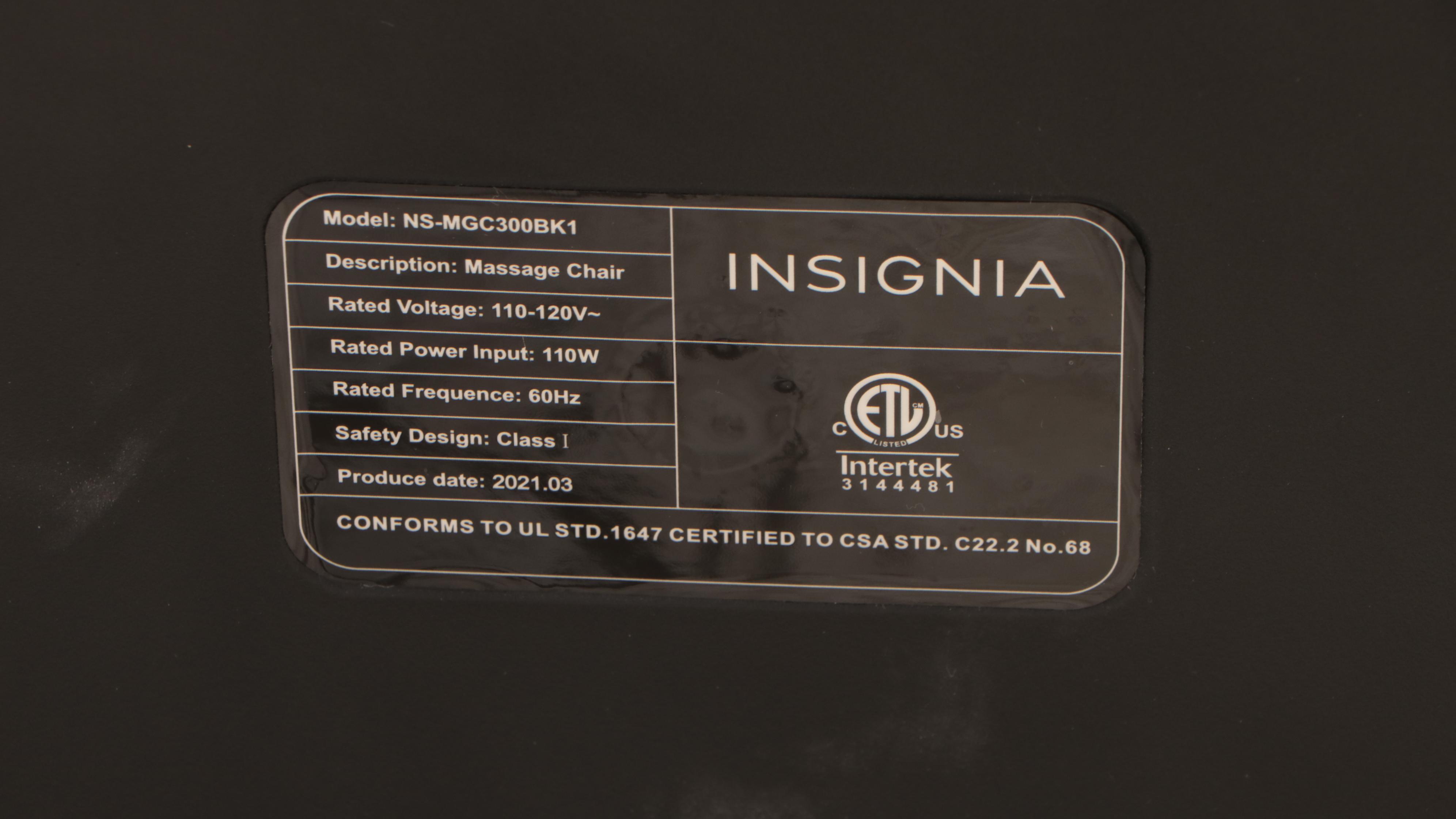 Insignia 2D Zero Gravity Full Body Massage Chair in Black