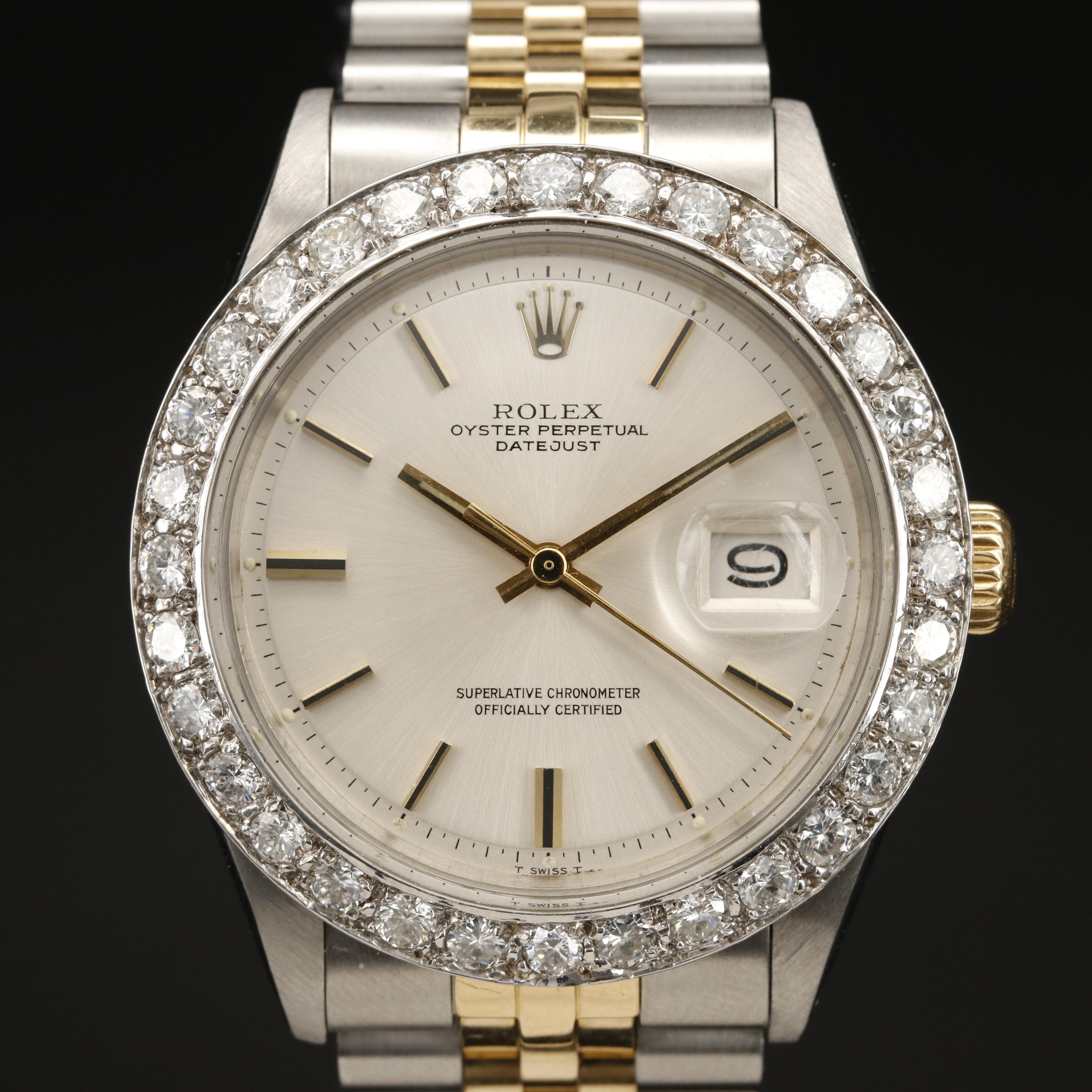 1972 Rolex Datejust Pie Pan Dial with 2.56 CTW Diamond Bezel Model 1601