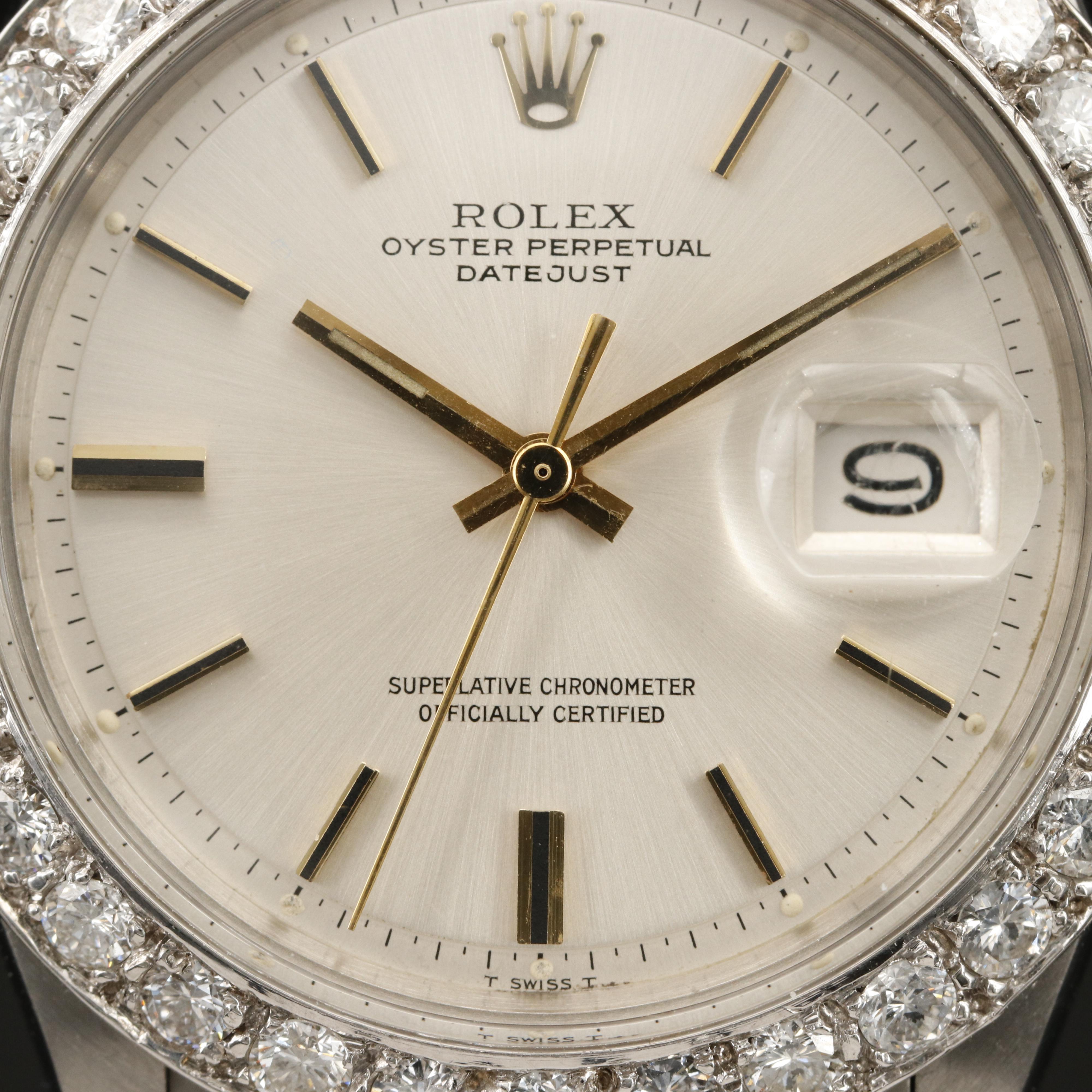 1972 Rolex Datejust Pie Pan Dial with 2.56 CTW Diamond Bezel Model 1601