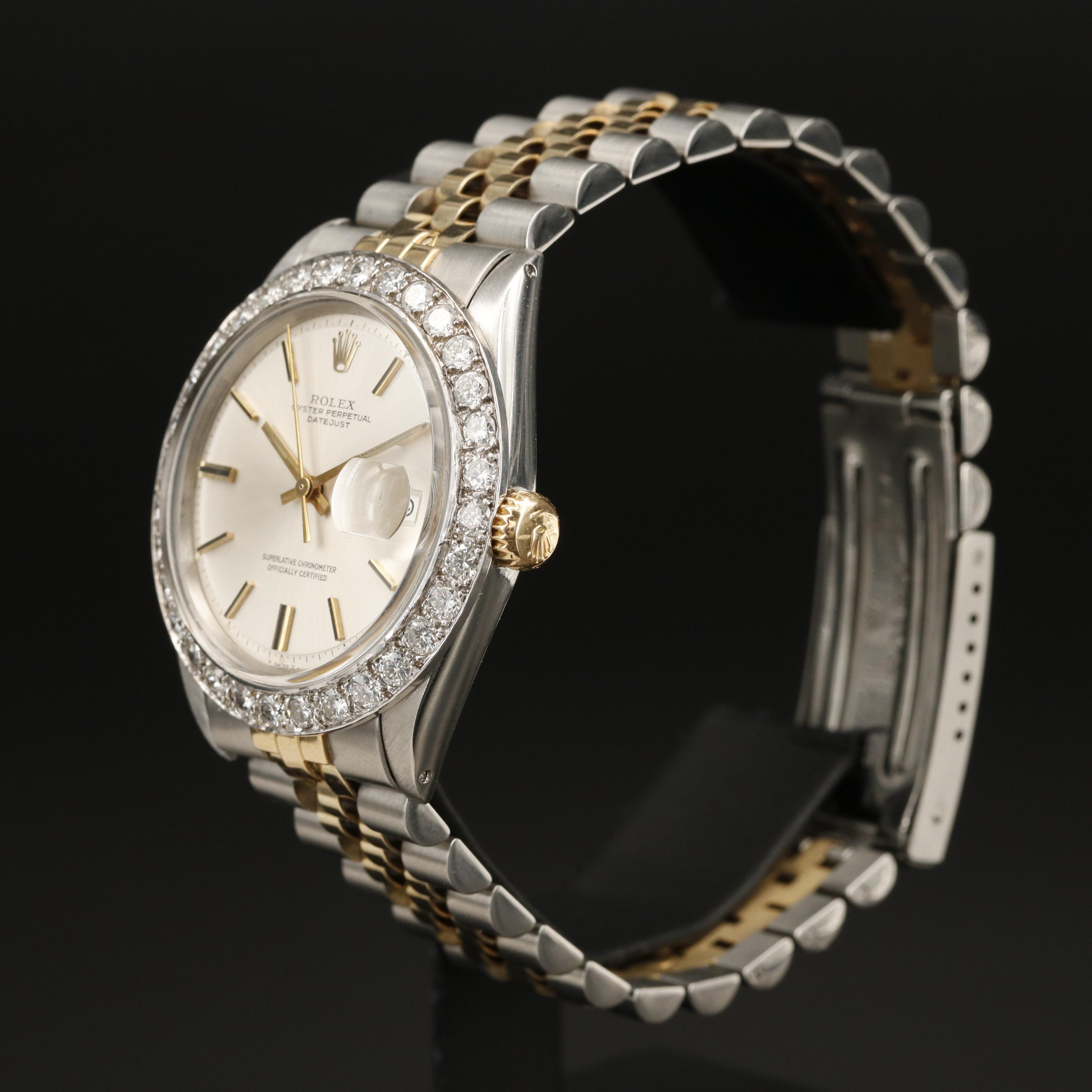 1972 Rolex Datejust Pie Pan Dial with 2.56 CTW Diamond Bezel Model 1601