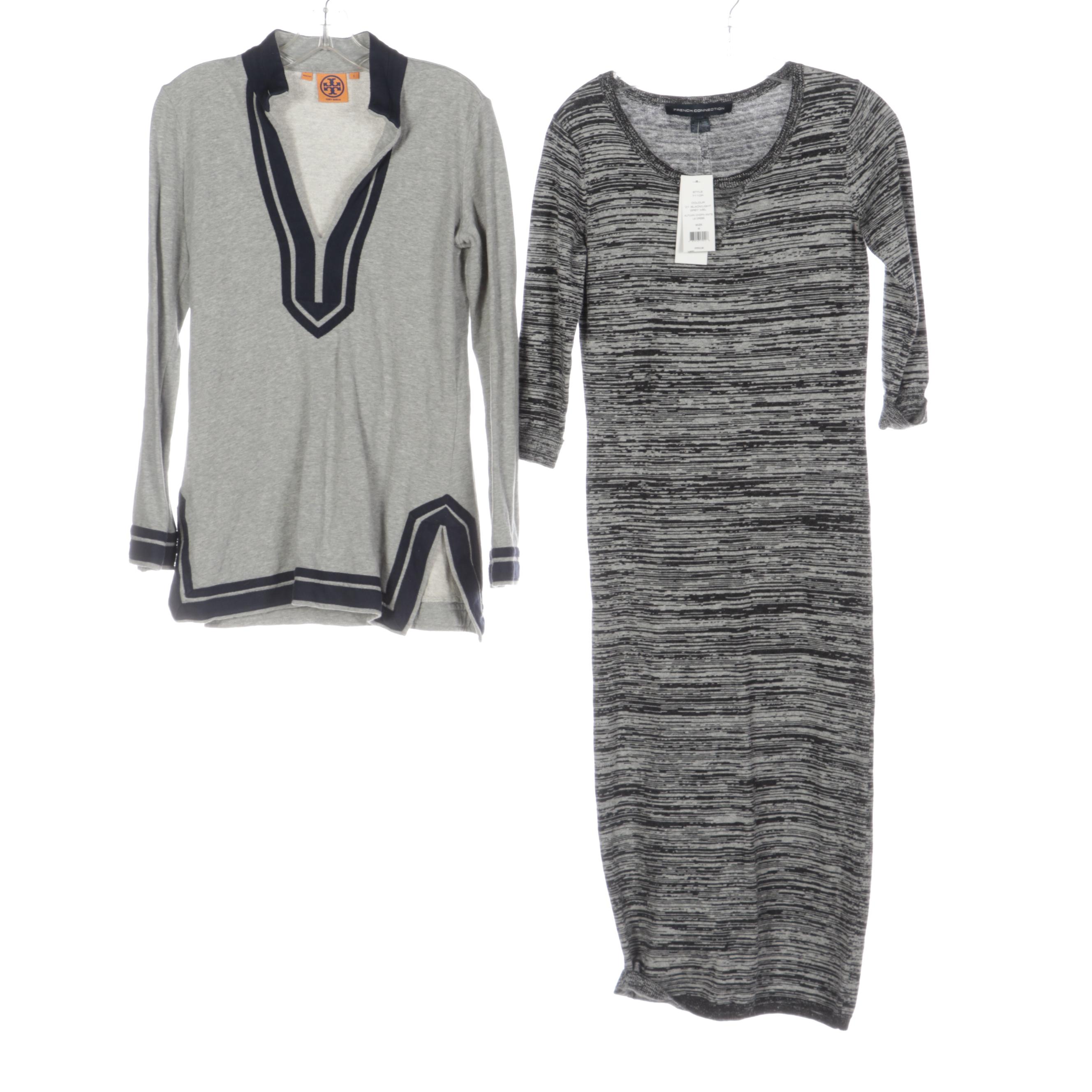 Tory Burch Heather Tunic, French Connection Dress, Chaser Dress, and Try B Pants