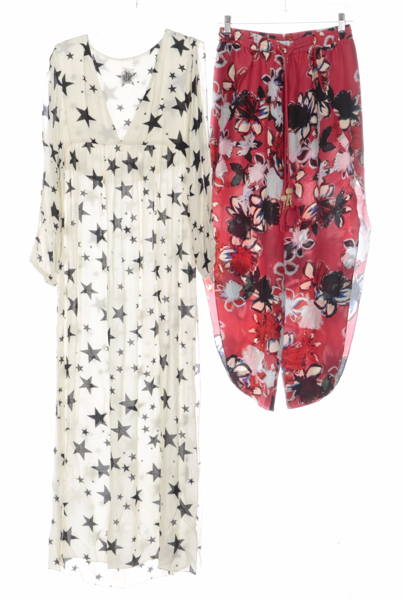 Tory Burch Heather Tunic, French Connection Dress, Chaser Dress, and Try B Pants