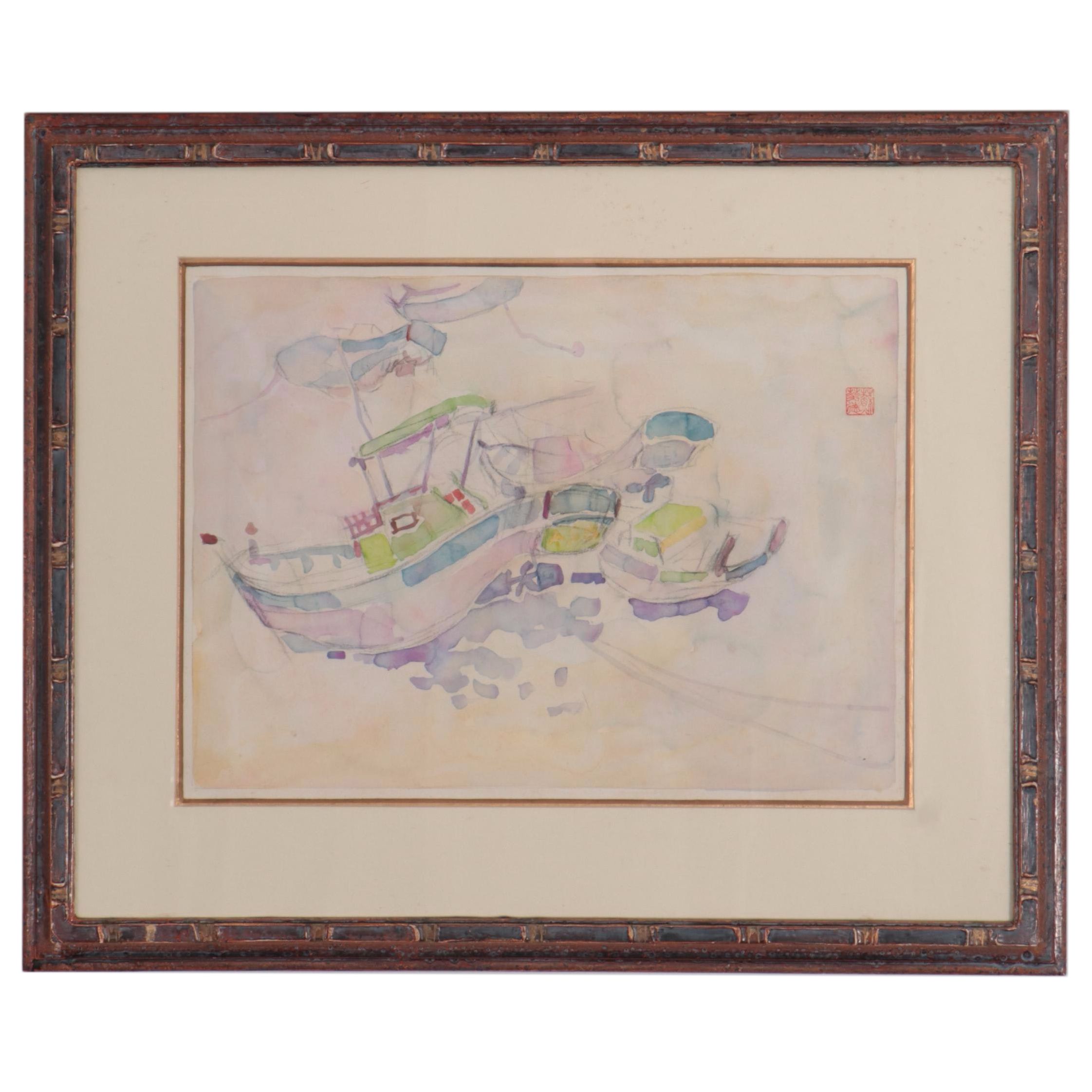 Walter Sorge Watercolor Painting "Tonlian," Circa 1985-1986