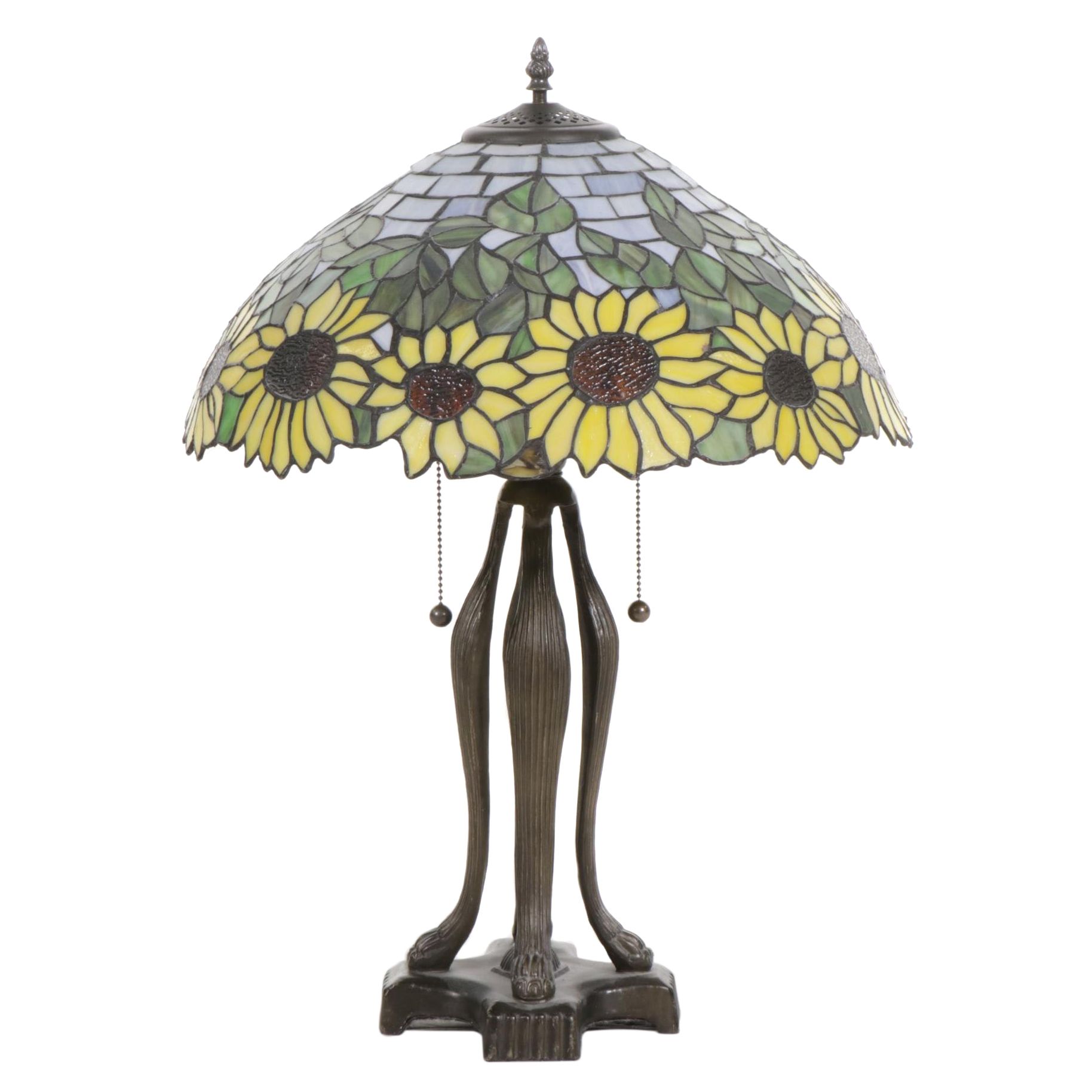 Serena d'italia Slag Glass Sunflower Table Lamp, Contemporary
