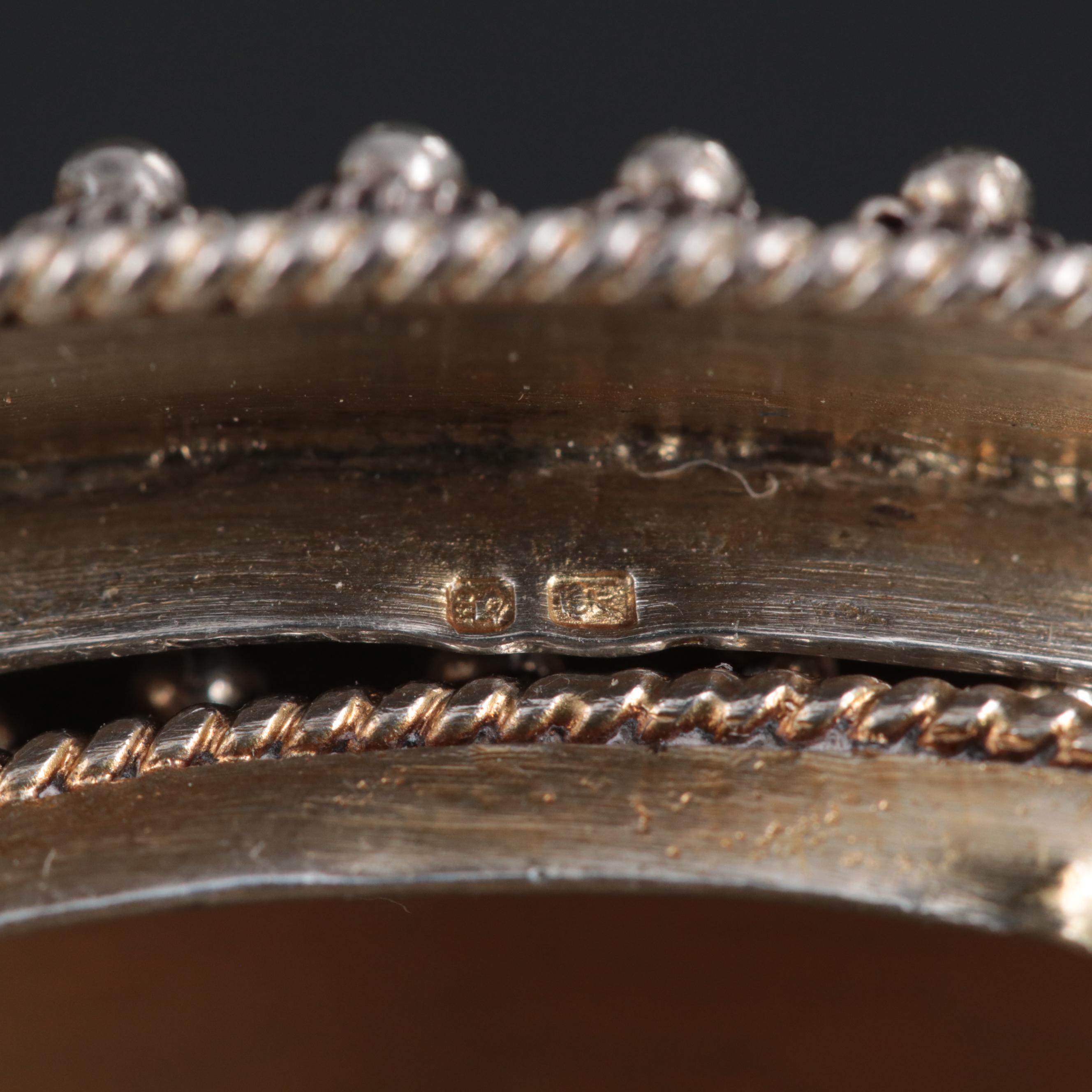 Portuguese 835 Silver and Glass Inlay Footed Small Box