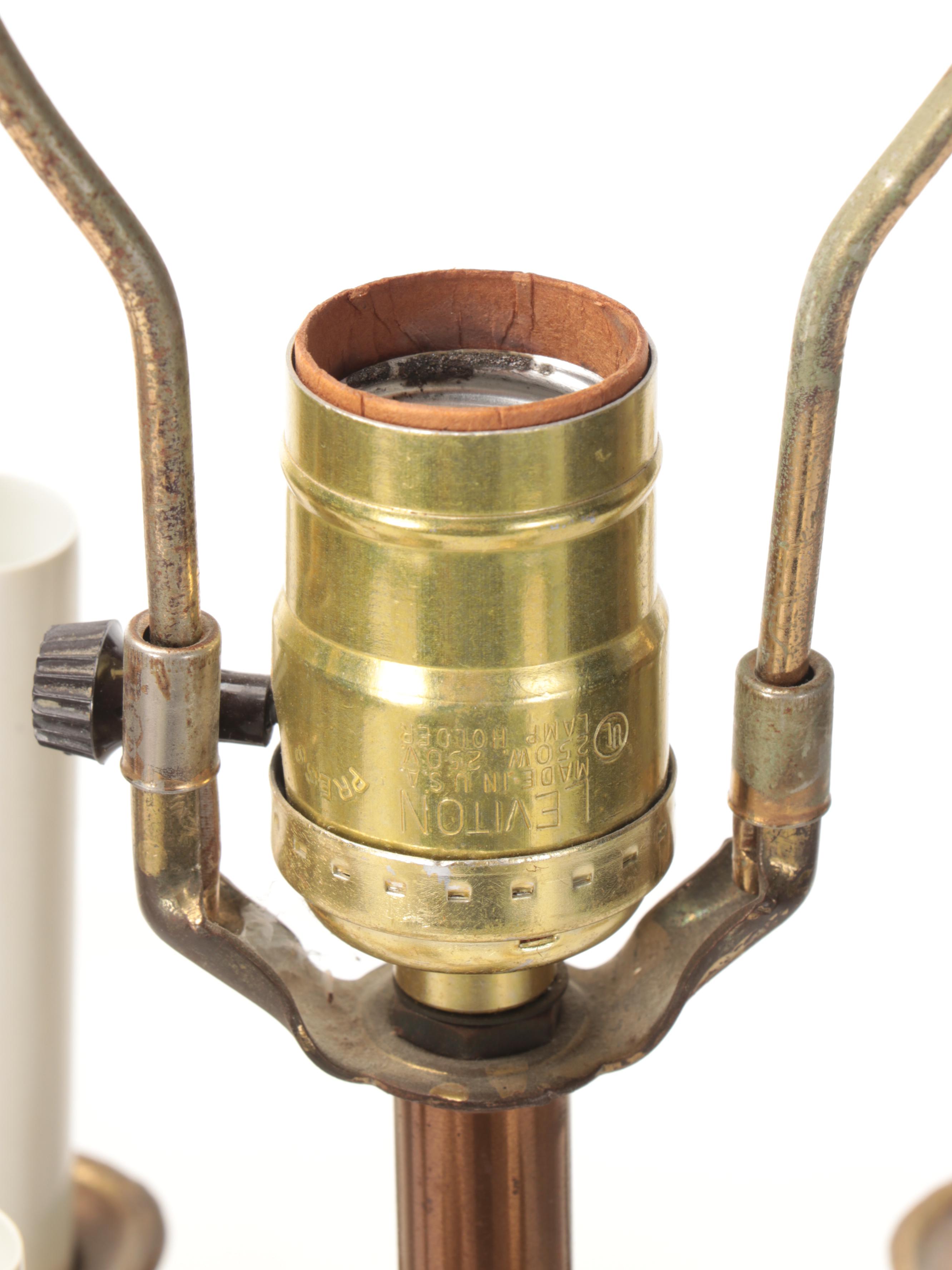 Neoclassical Style Gilt Candelabra Style Table Lamps, Mid-20th Century