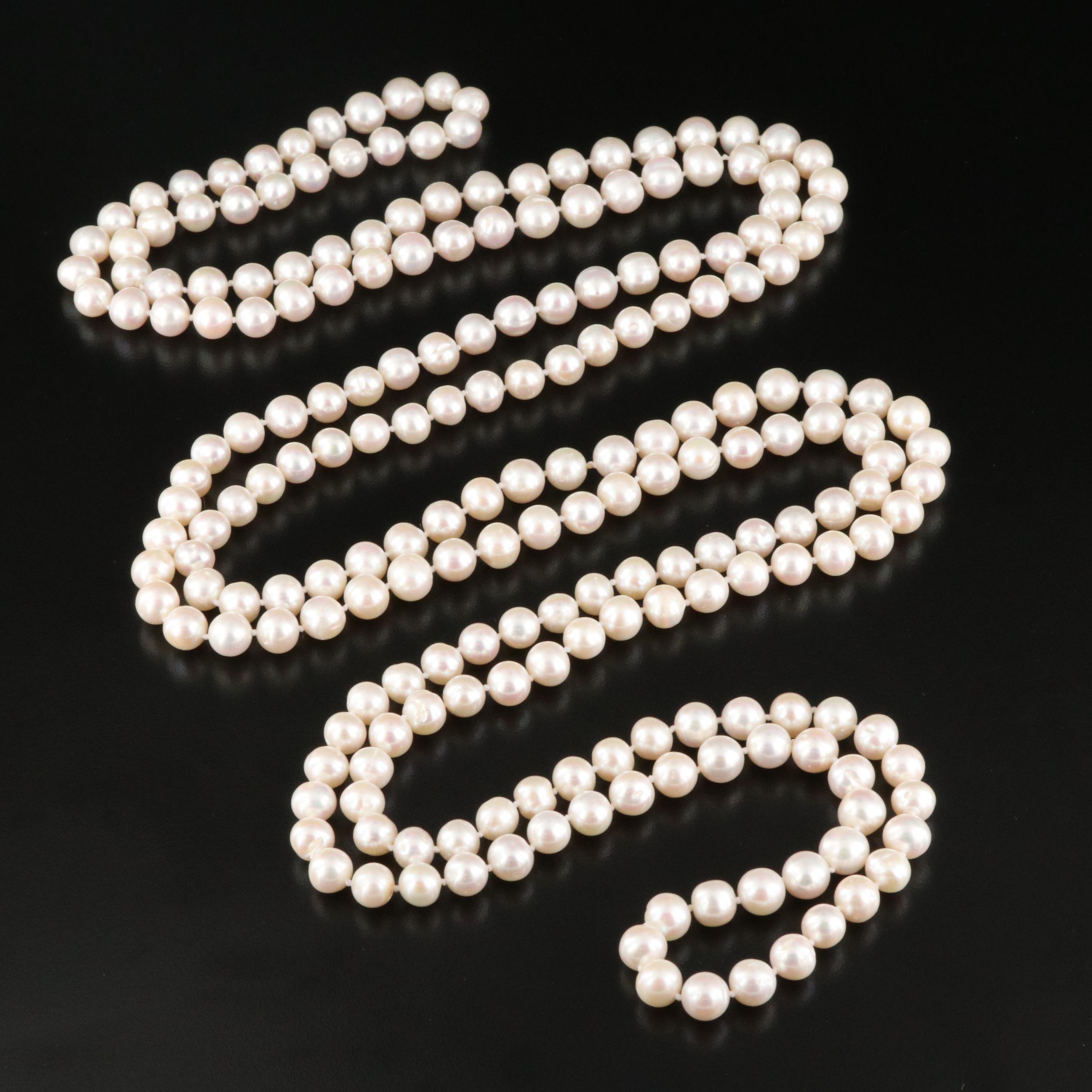 Oval Pearl Rope Necklace