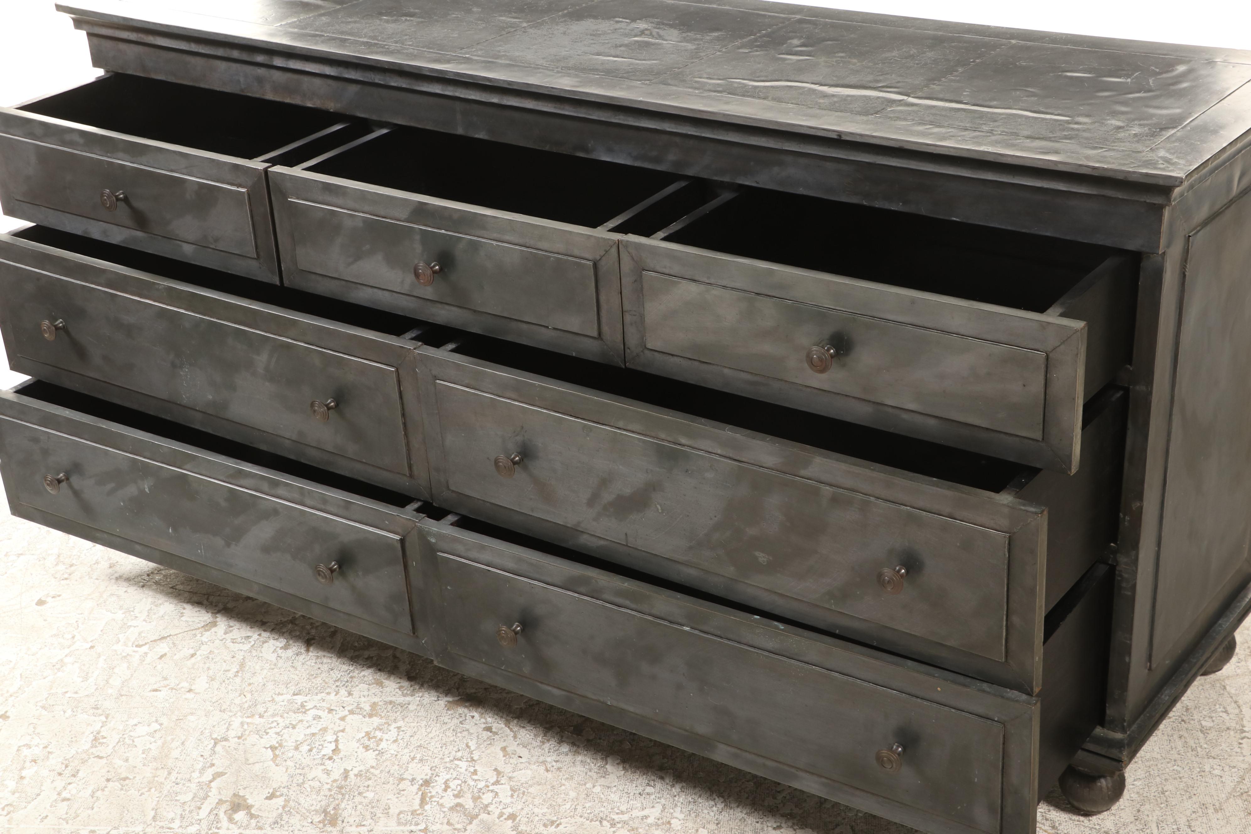 Restoration Hardware "Annecy" Metal-Wrapped Seven-Drawer Dresser