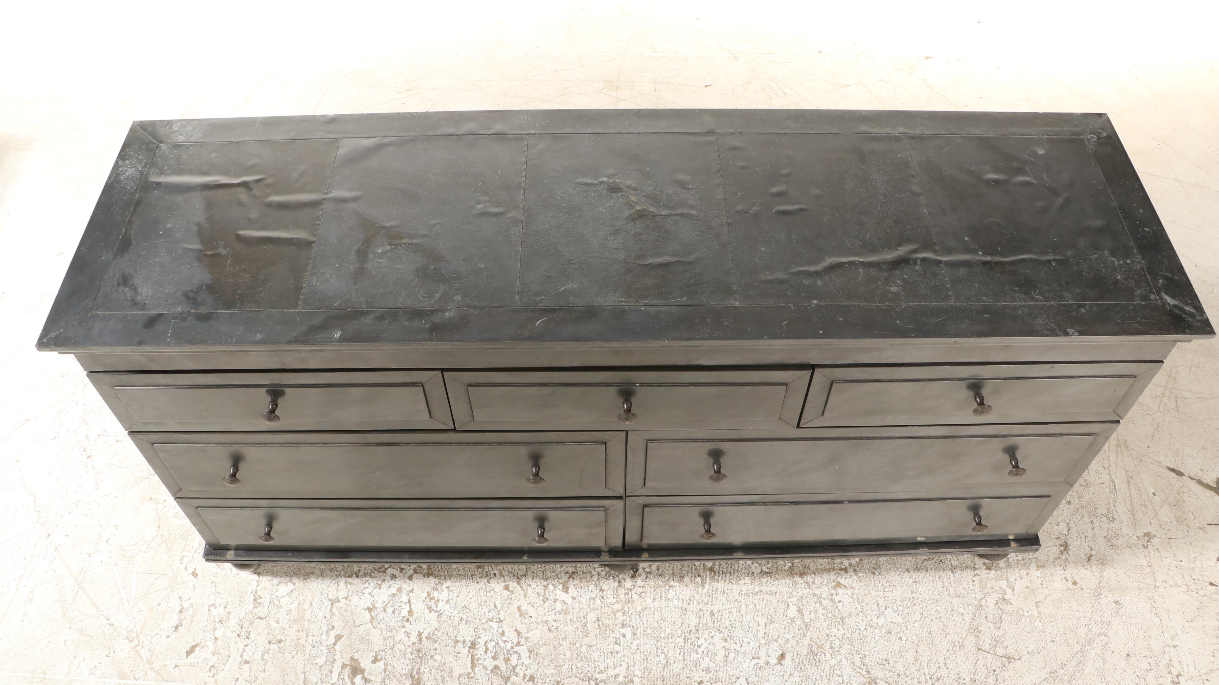 Restoration Hardware "Annecy" Metal-Wrapped Seven-Drawer Dresser