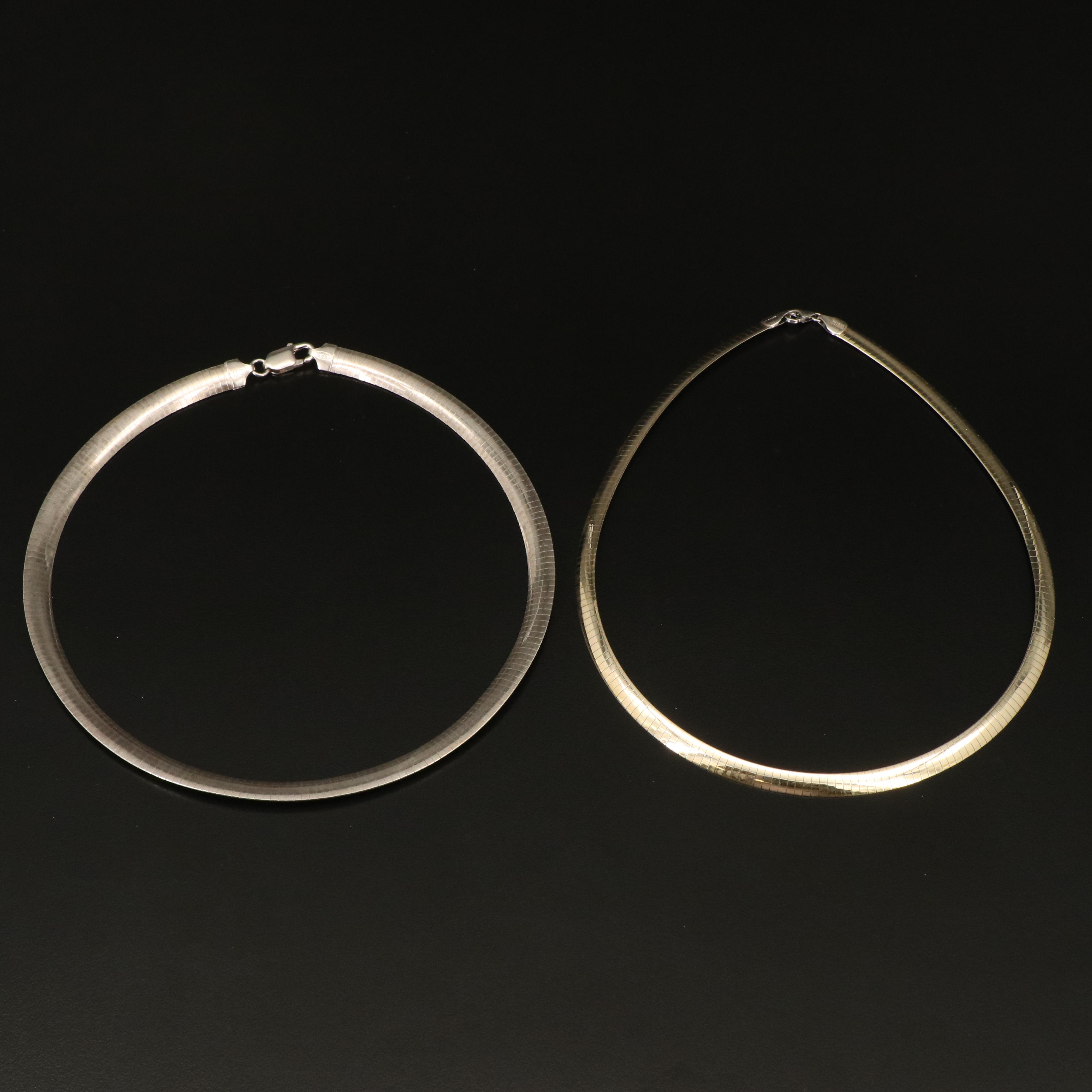 Sterling Herringbone and Omega Chain Necklaces EBTH