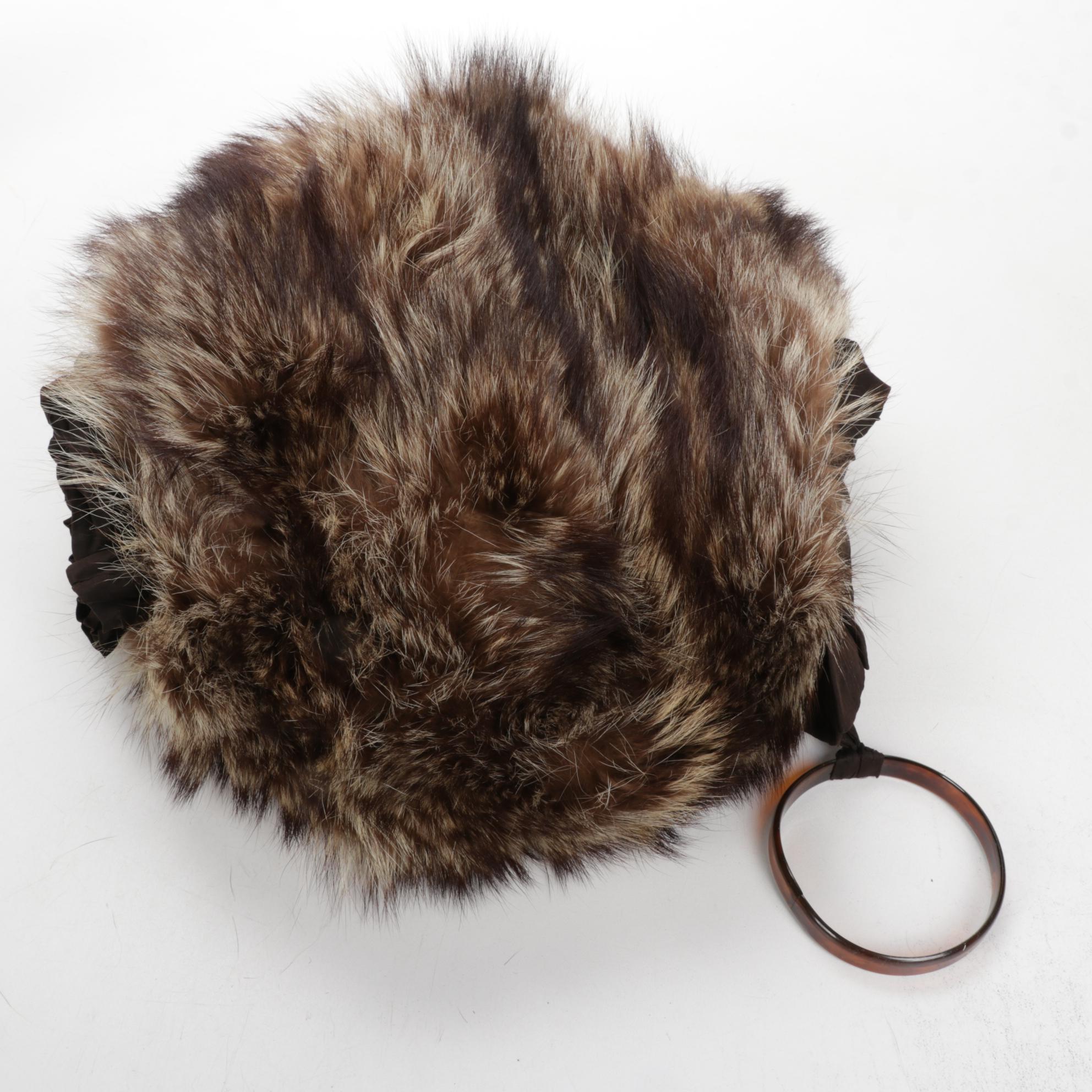 Edwardian Leather Shoes, Raccoon Fur Muff and Asian Vanity Items, Early 20th C.