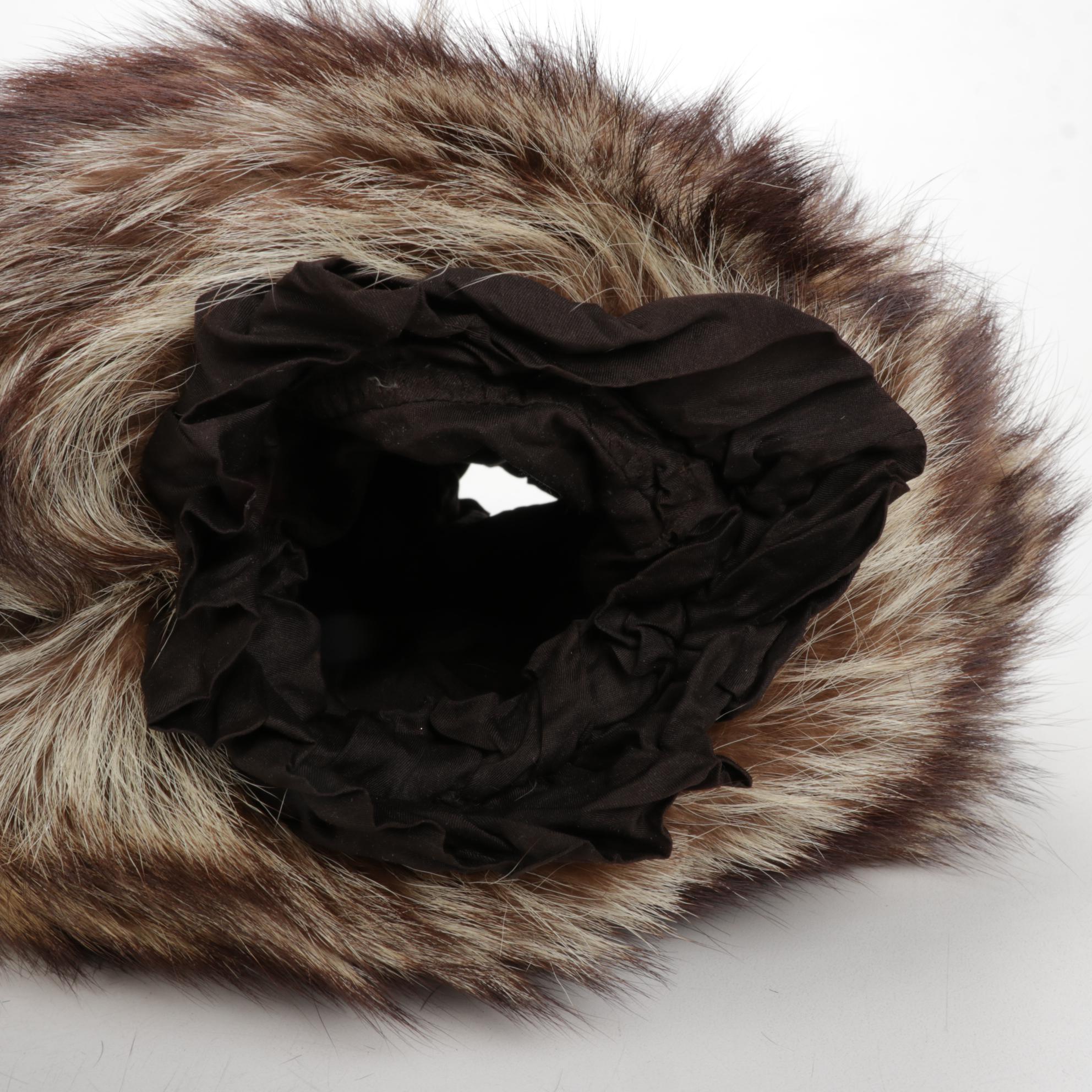 Edwardian Leather Shoes, Raccoon Fur Muff and Asian Vanity Items, Early 20th C.