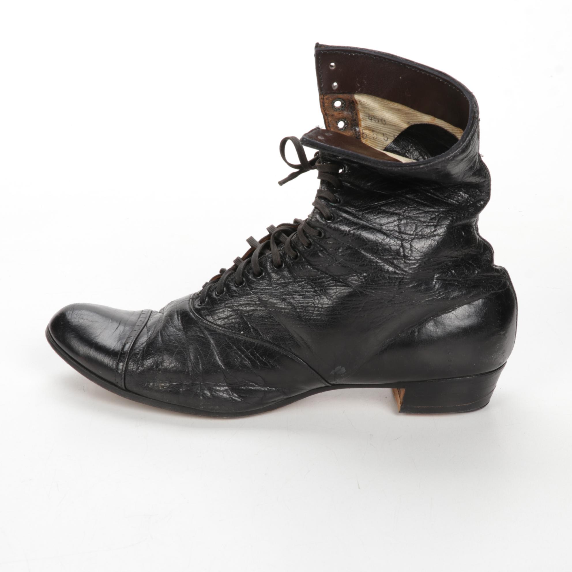 Edwardian Leather Shoes, Raccoon Fur Muff and Asian Vanity Items, Early 20th C.