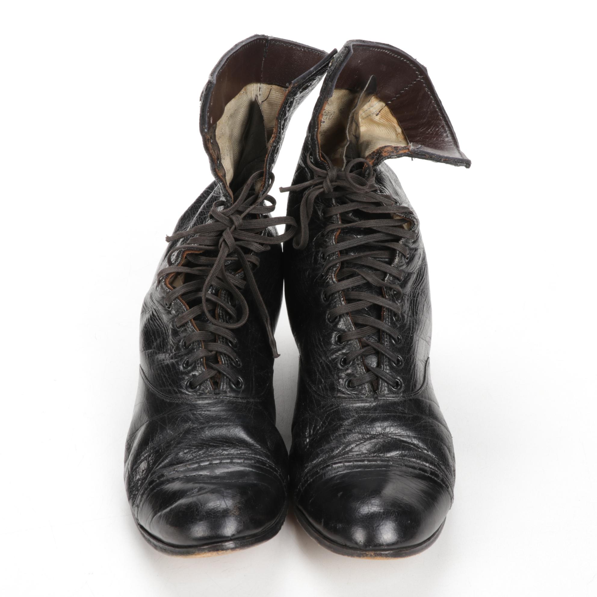 Edwardian Leather Shoes, Raccoon Fur Muff and Asian Vanity Items, Early 20th C.