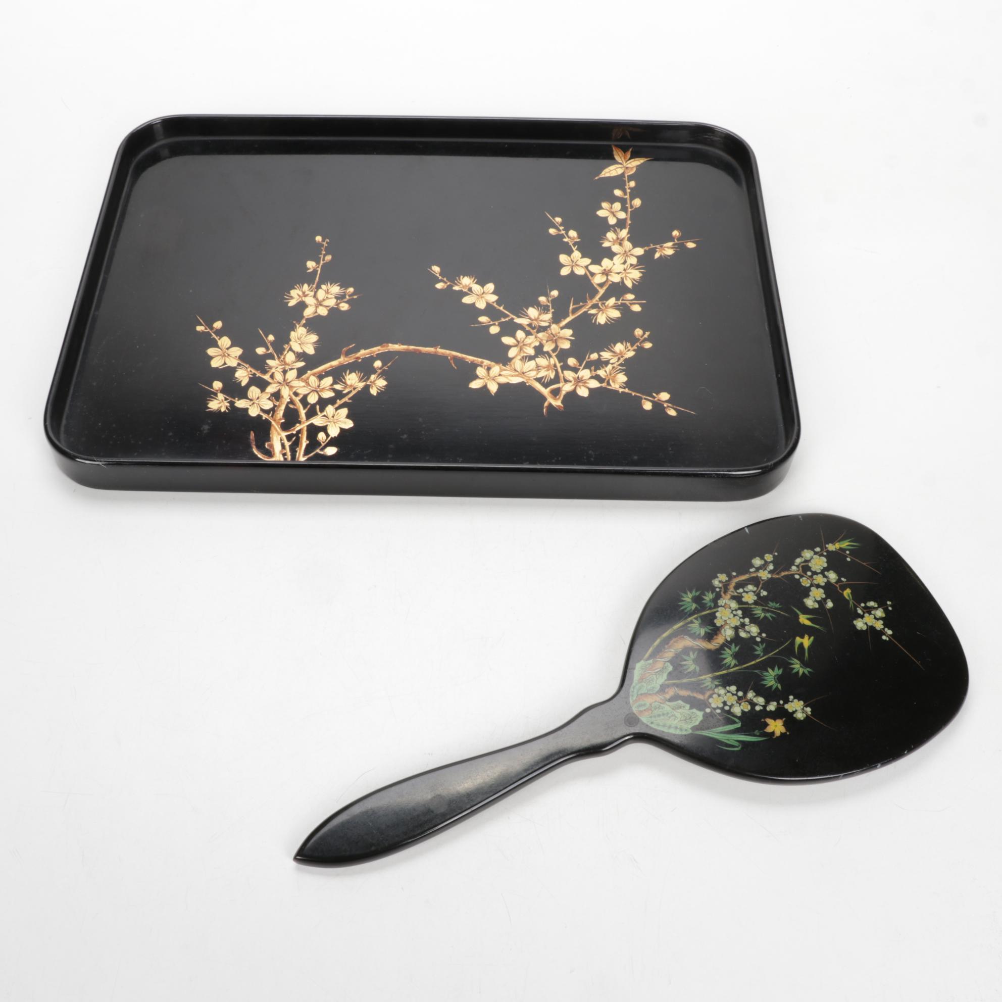 Edwardian Leather Shoes, Raccoon Fur Muff and Asian Vanity Items, Early 20th C.