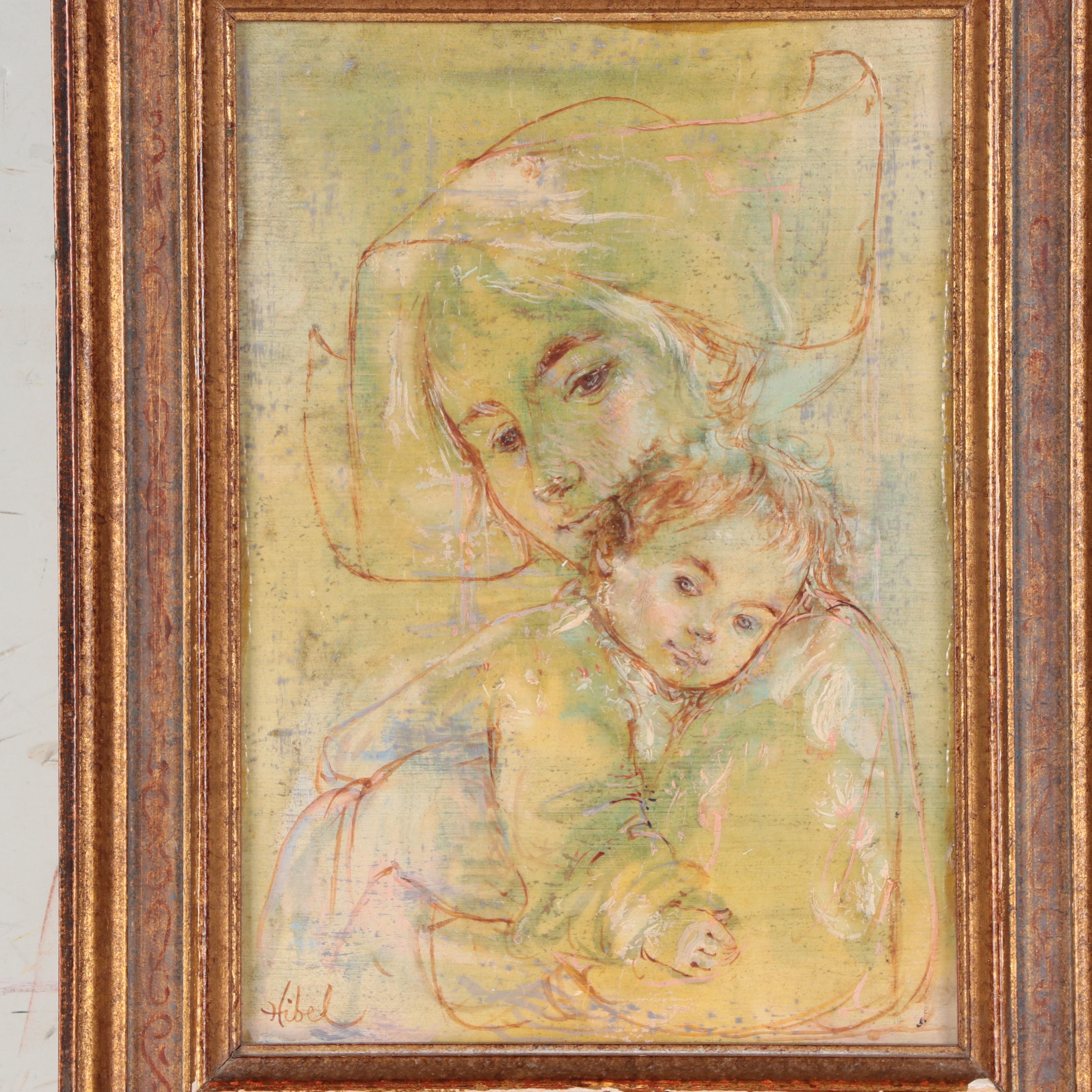 Edna Hibel Oil Painting "Mother and Child"