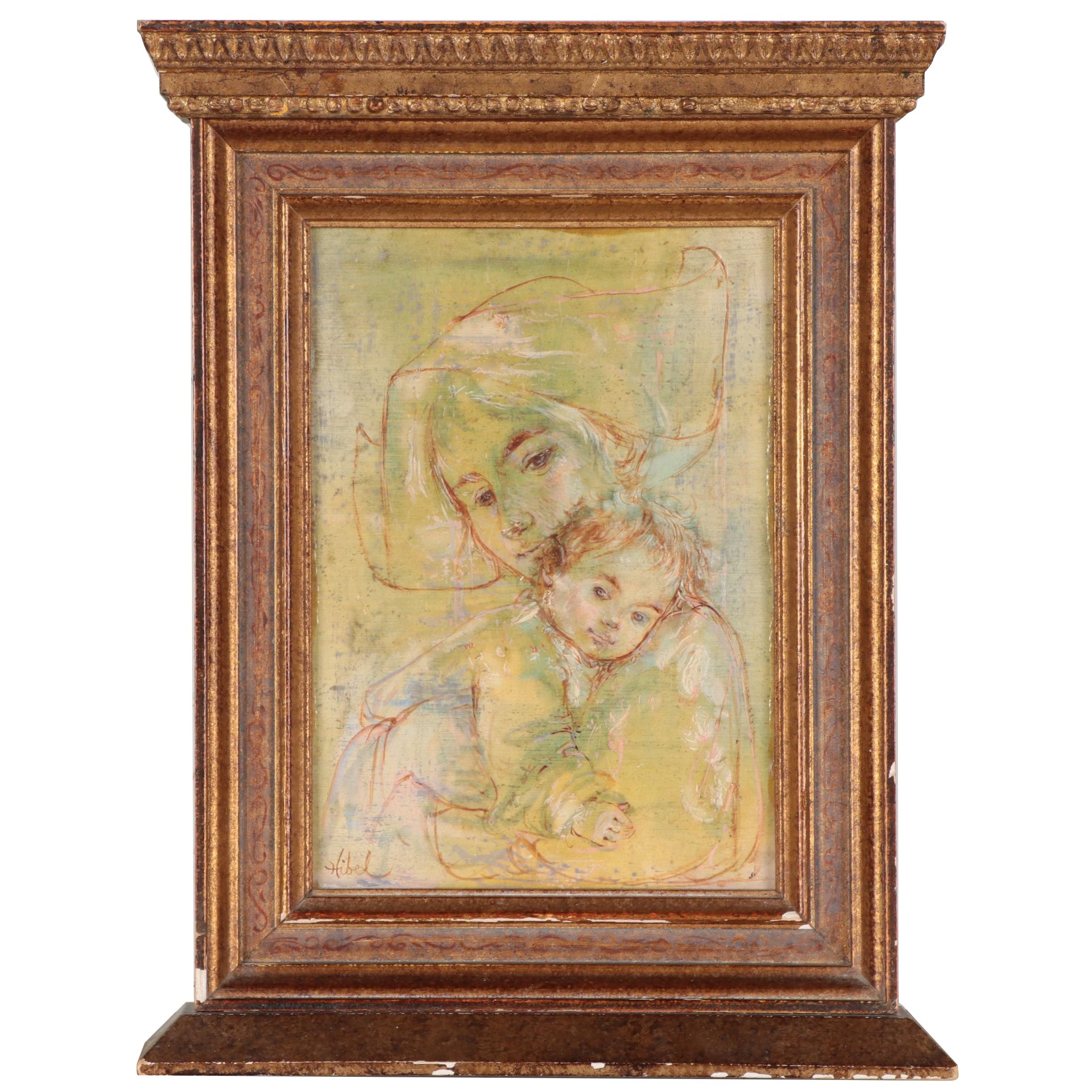 Edna Hibel Oil Painting "Mother and Child"