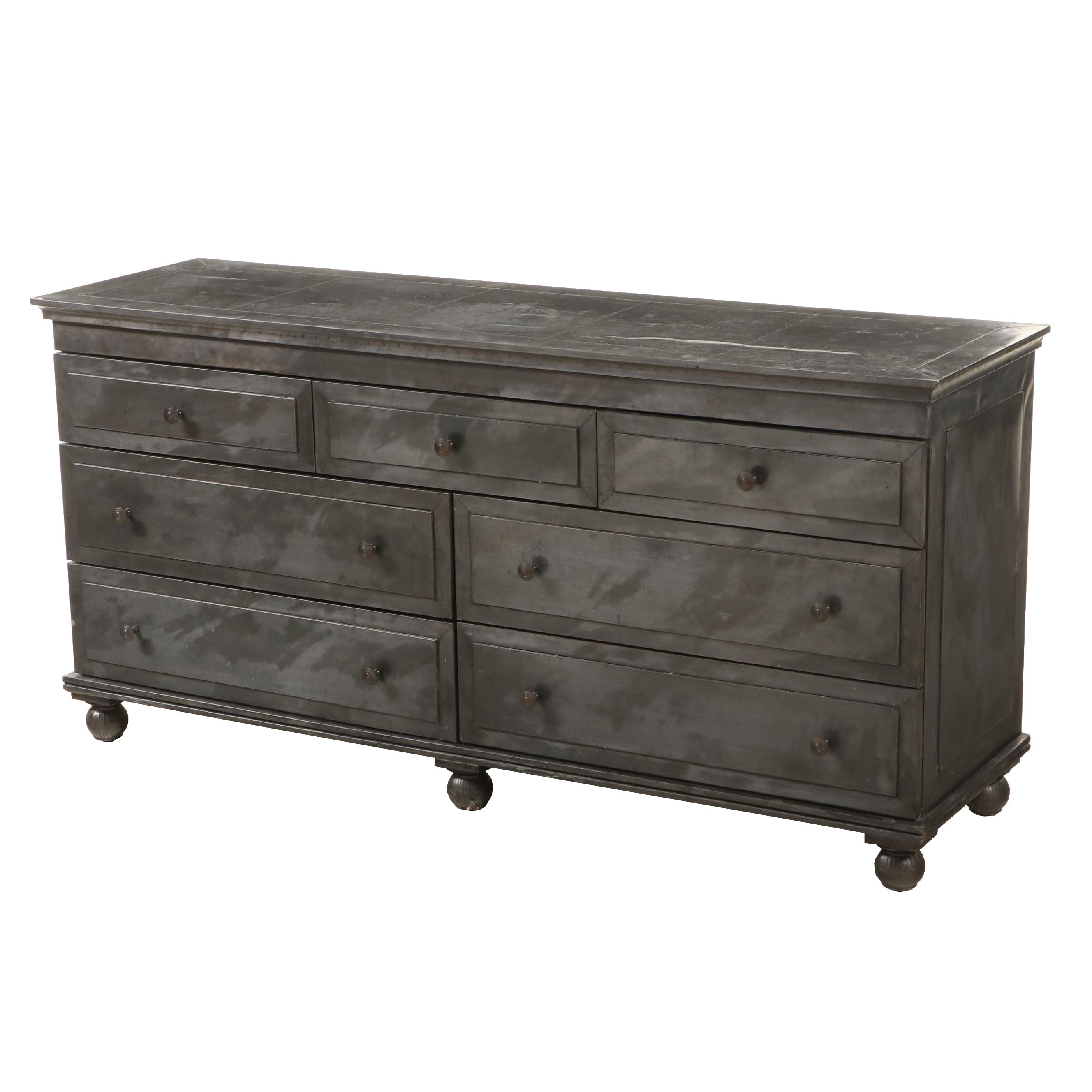 Restoration Hardware "Annecy" Metal-Wrapped Seven-Drawer Dresser