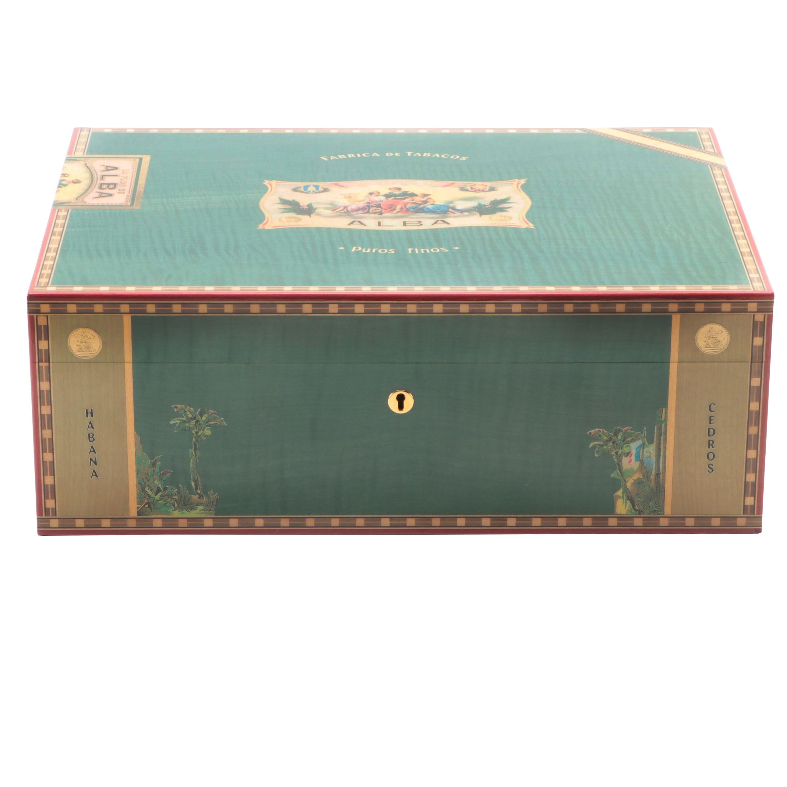 Elie Bleu "Alba Collection" Cedar Lined Cigar Humidor in Green Sycamore
