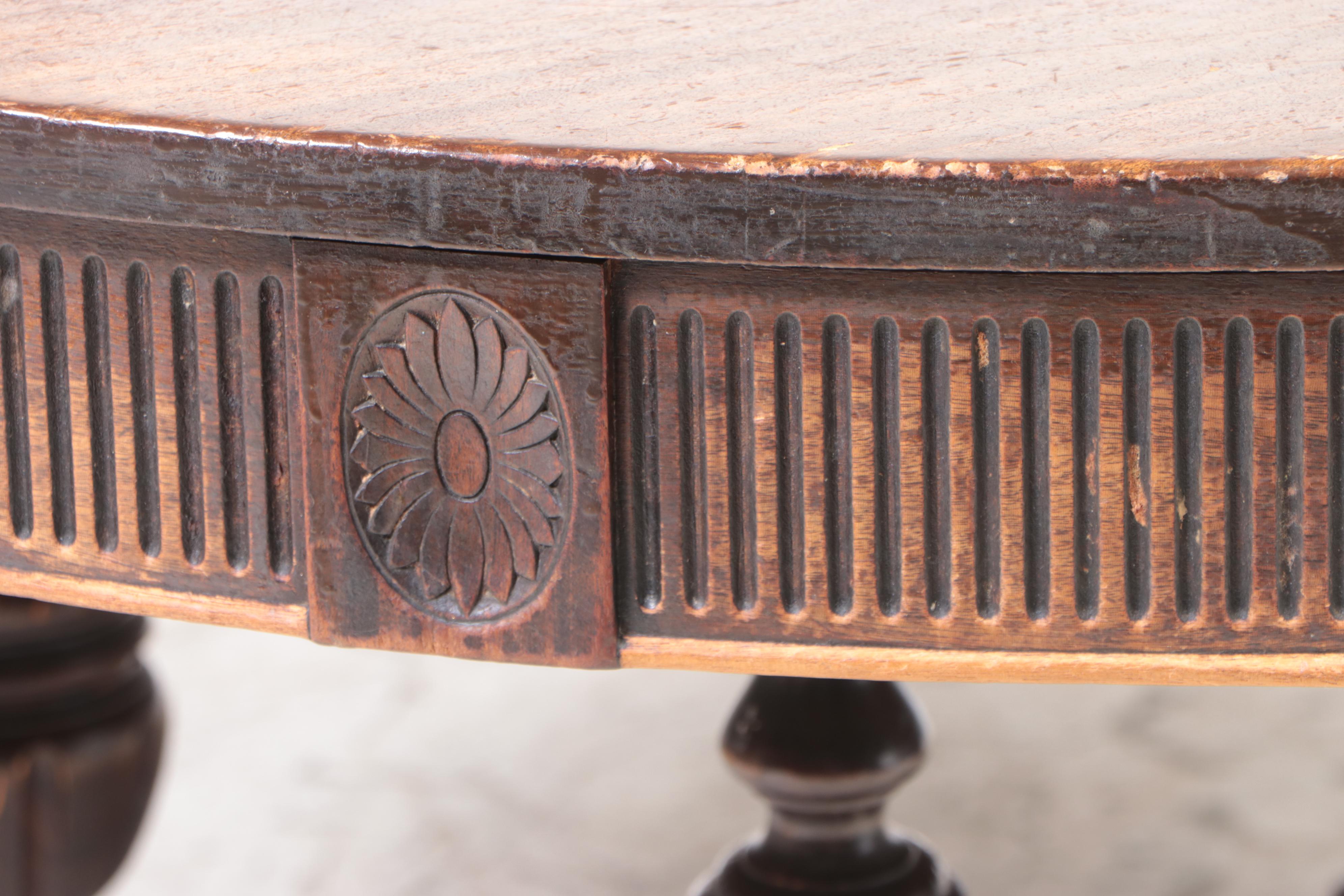 Adam Style Mahogany Dining Table on Jacobean Style Base