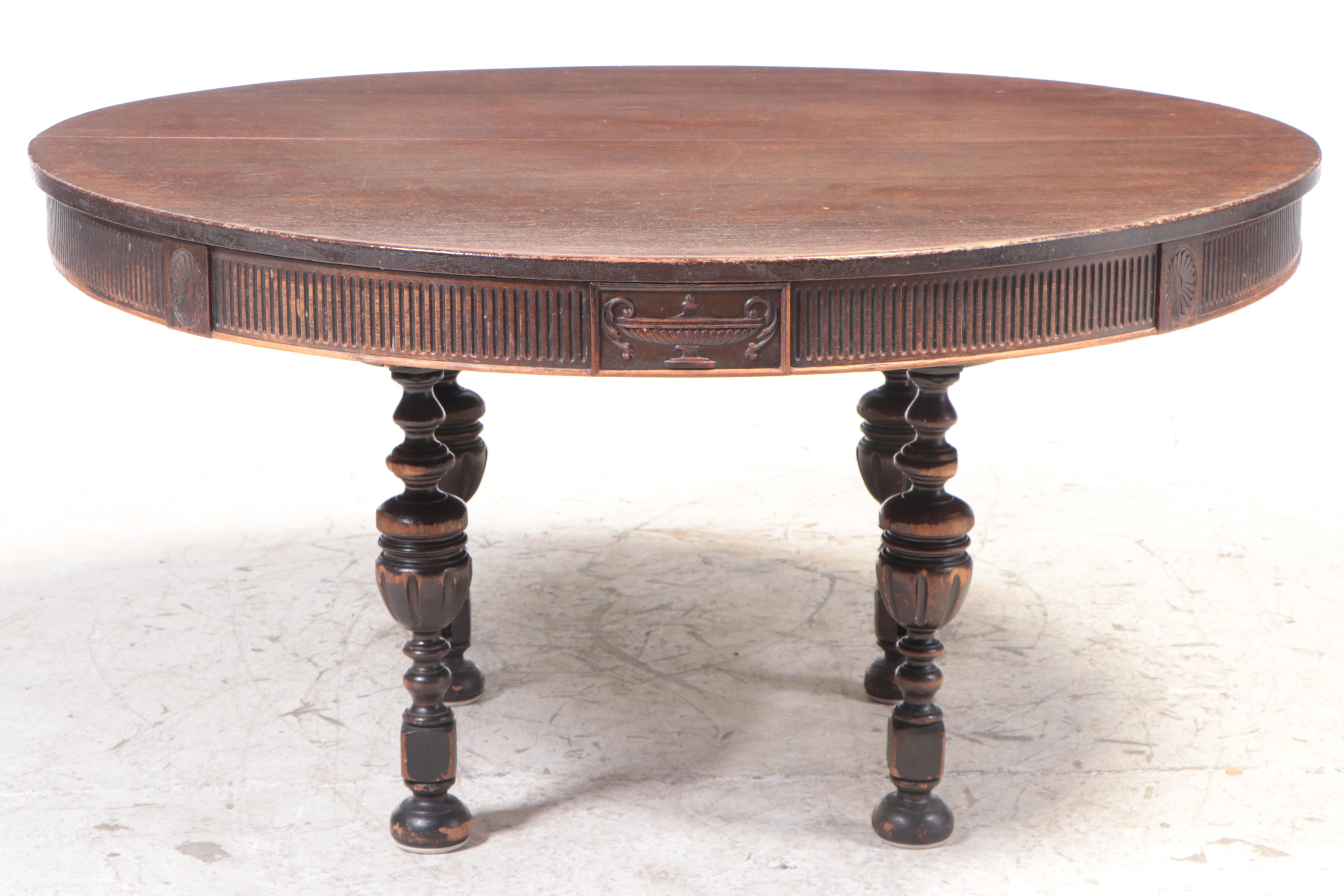 Adam Style Mahogany Dining Table on Jacobean Style Base