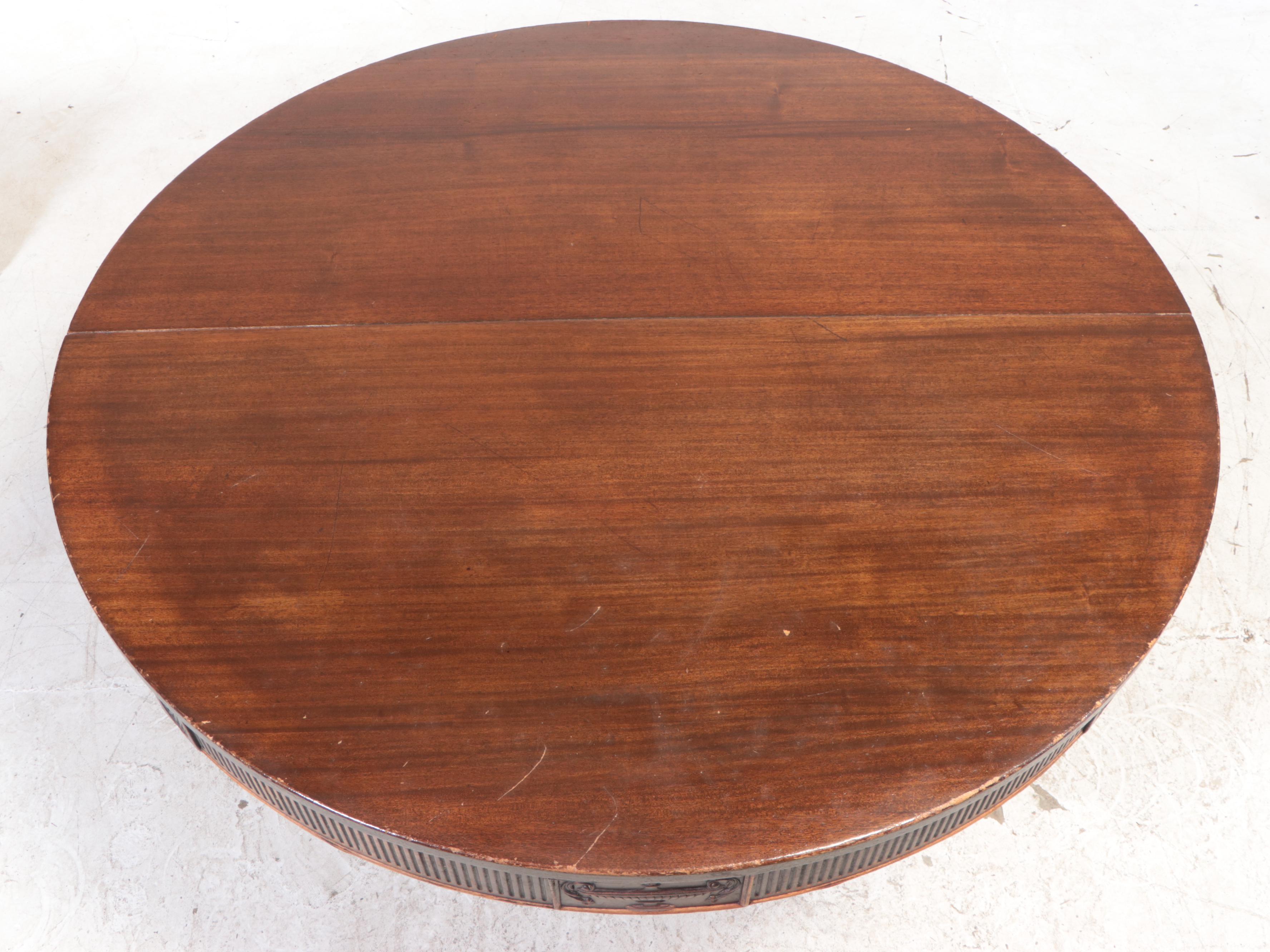 Adam Style Mahogany Dining Table on Jacobean Style Base