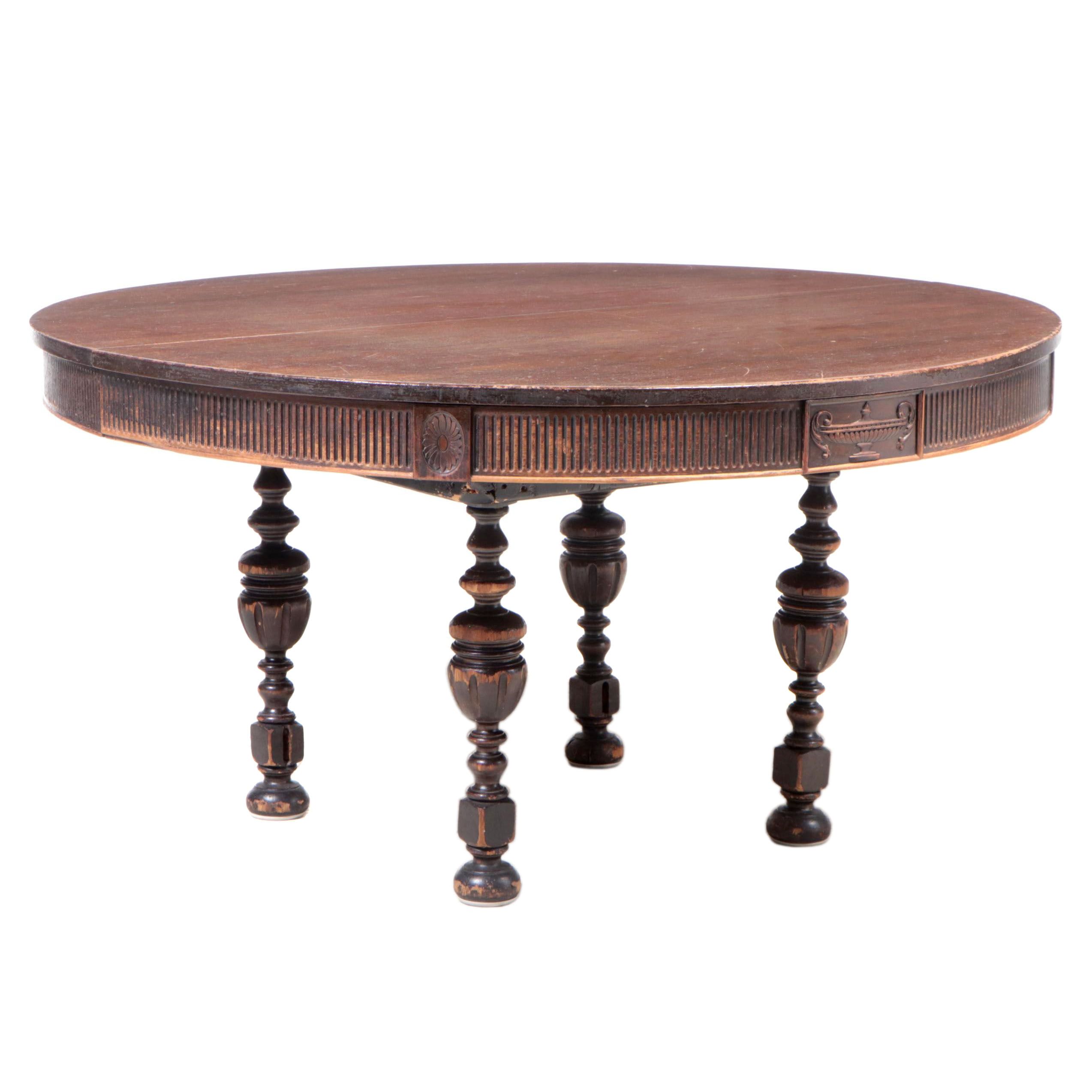 Adam Style Mahogany Dining Table on Jacobean Style Base
