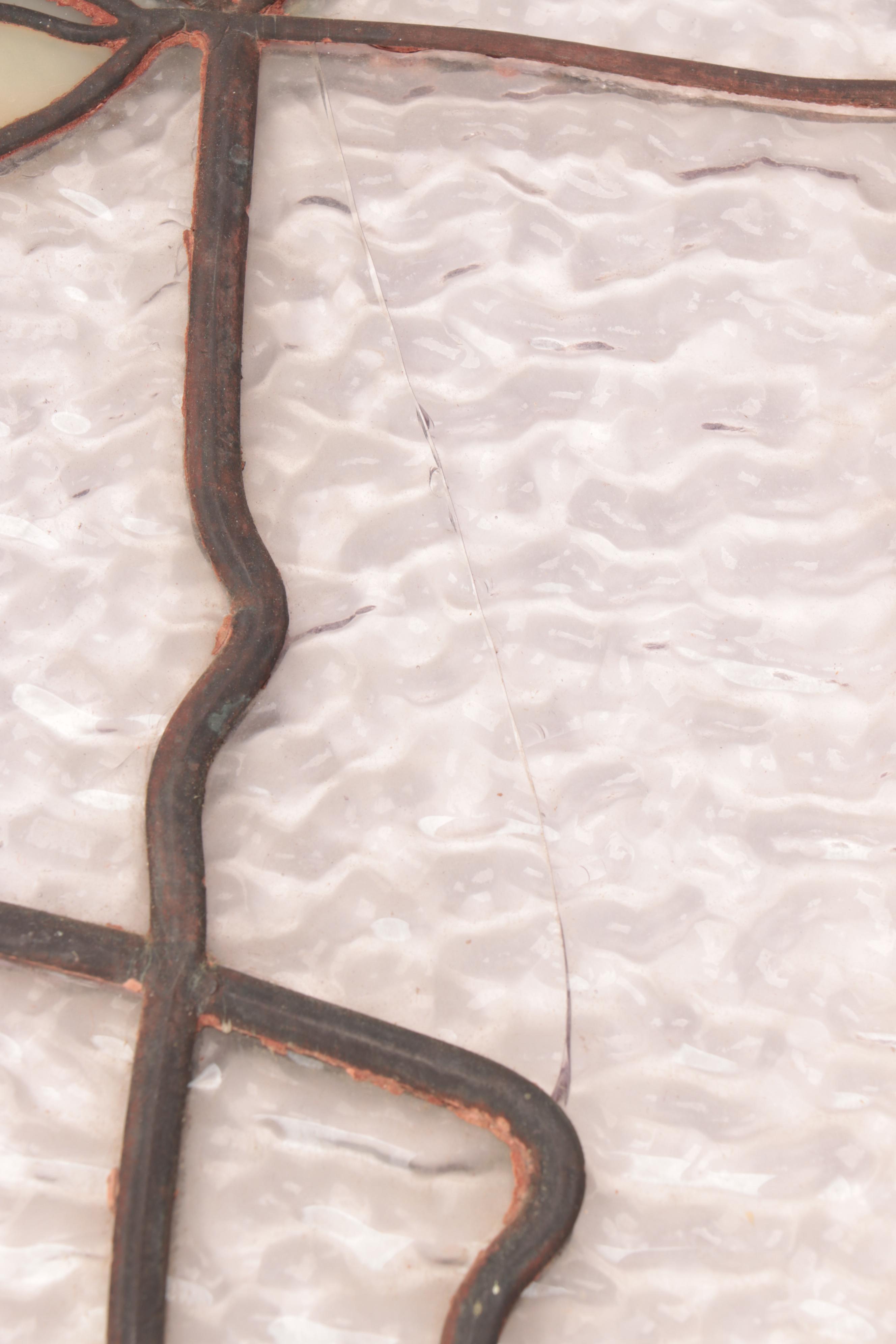 Arts and Crafts Framed Leaded Stained Glass Window, Early 20th Century