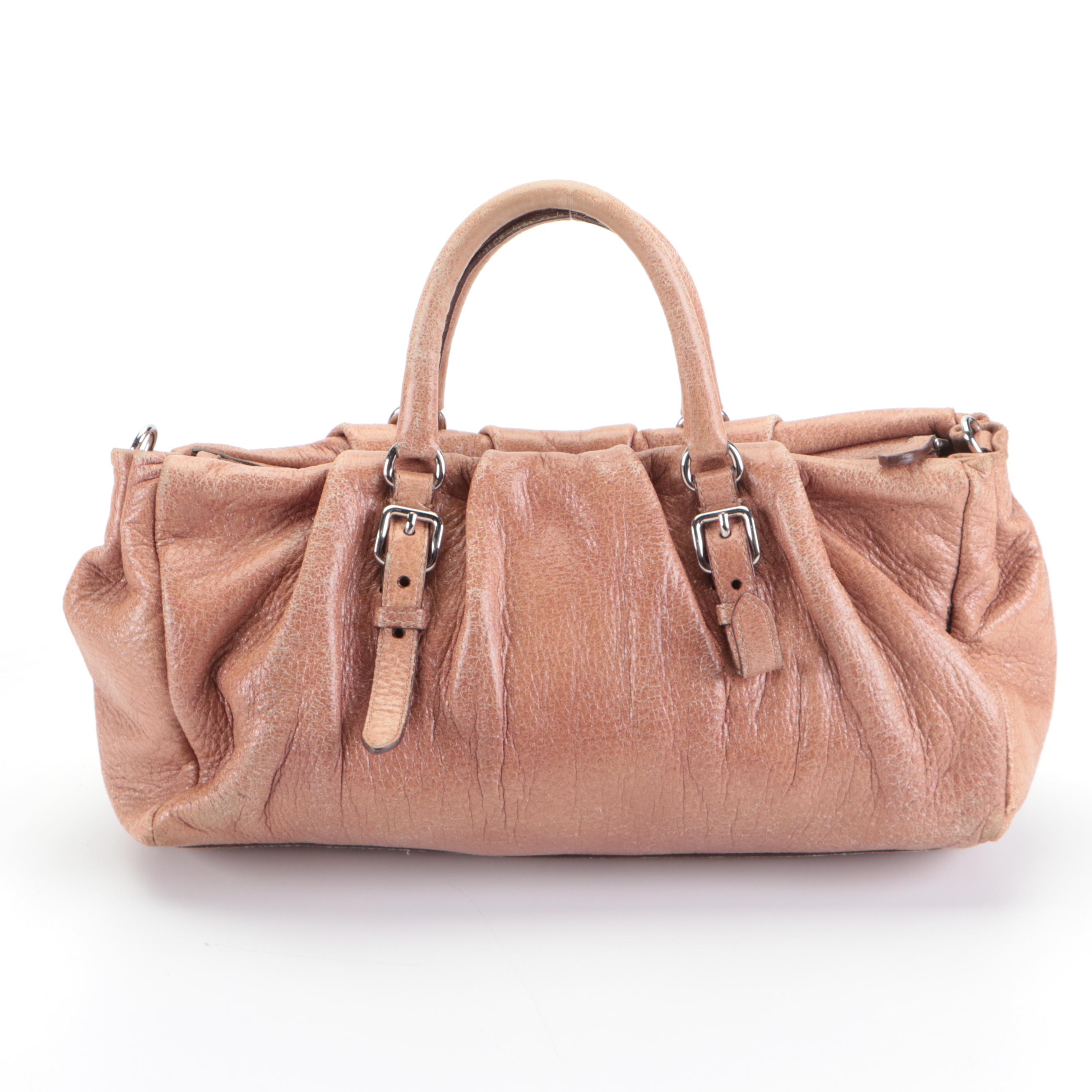 Prada Pleated Leather Two-Way Handbag