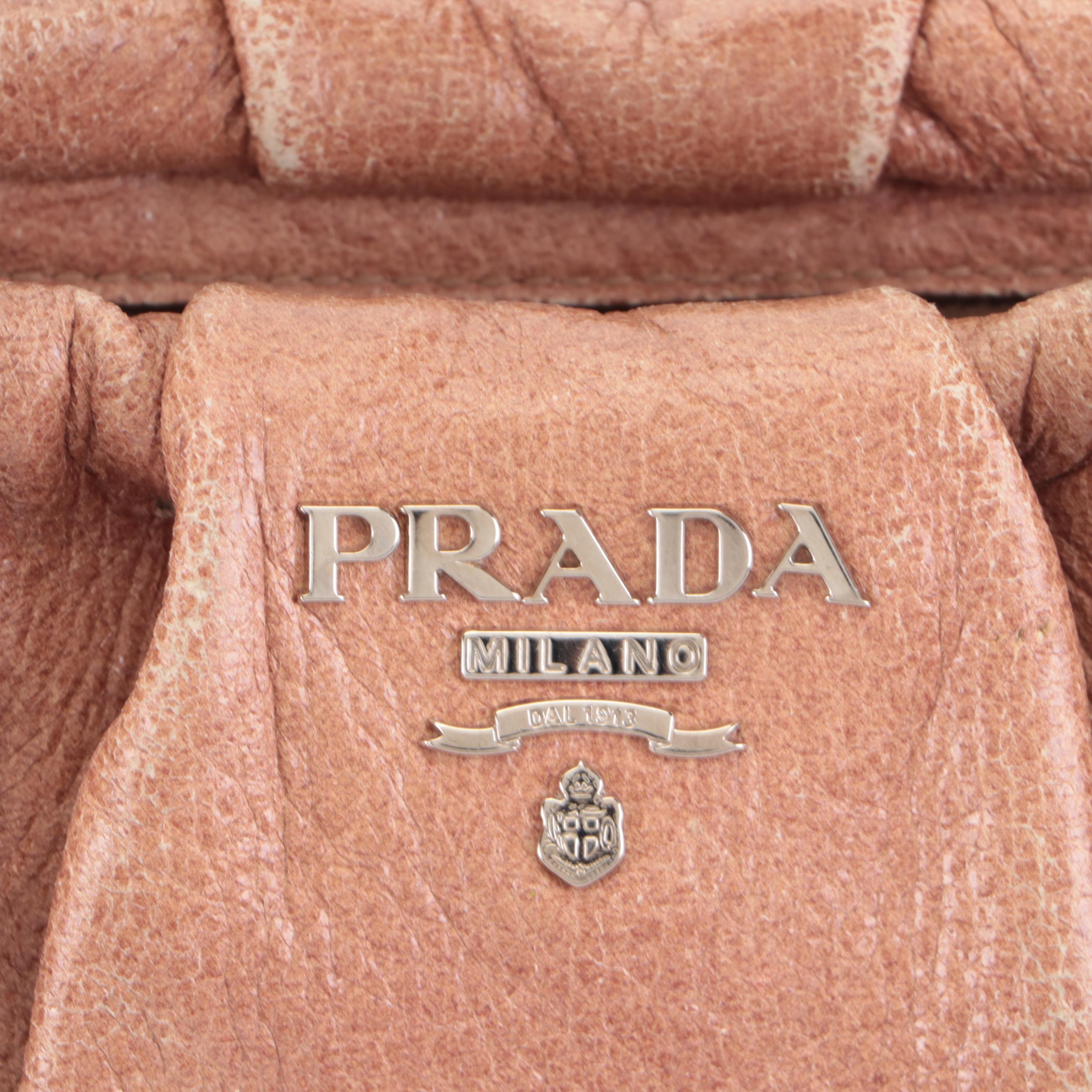 Prada Pleated Leather Two-Way Handbag