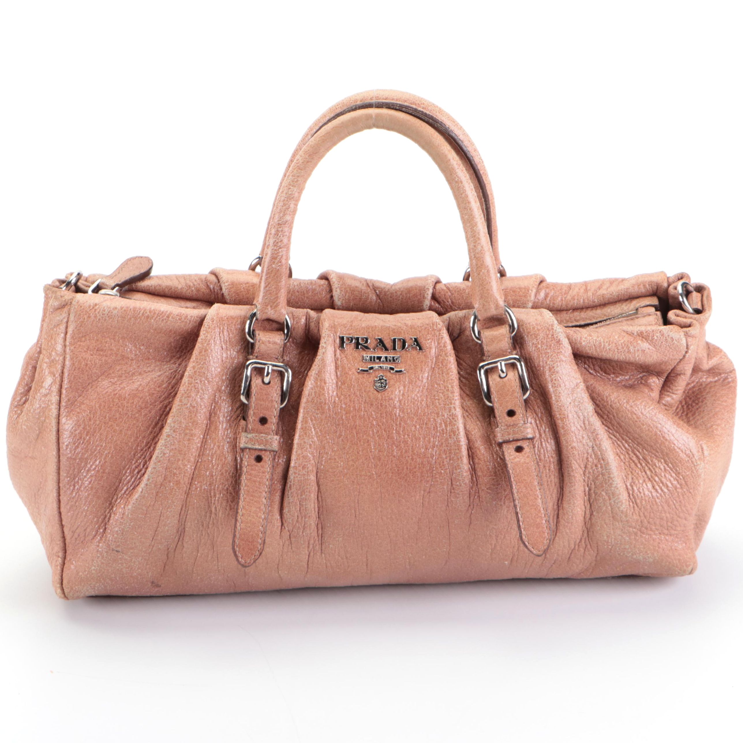 Prada Pleated Leather Two-Way Handbag
