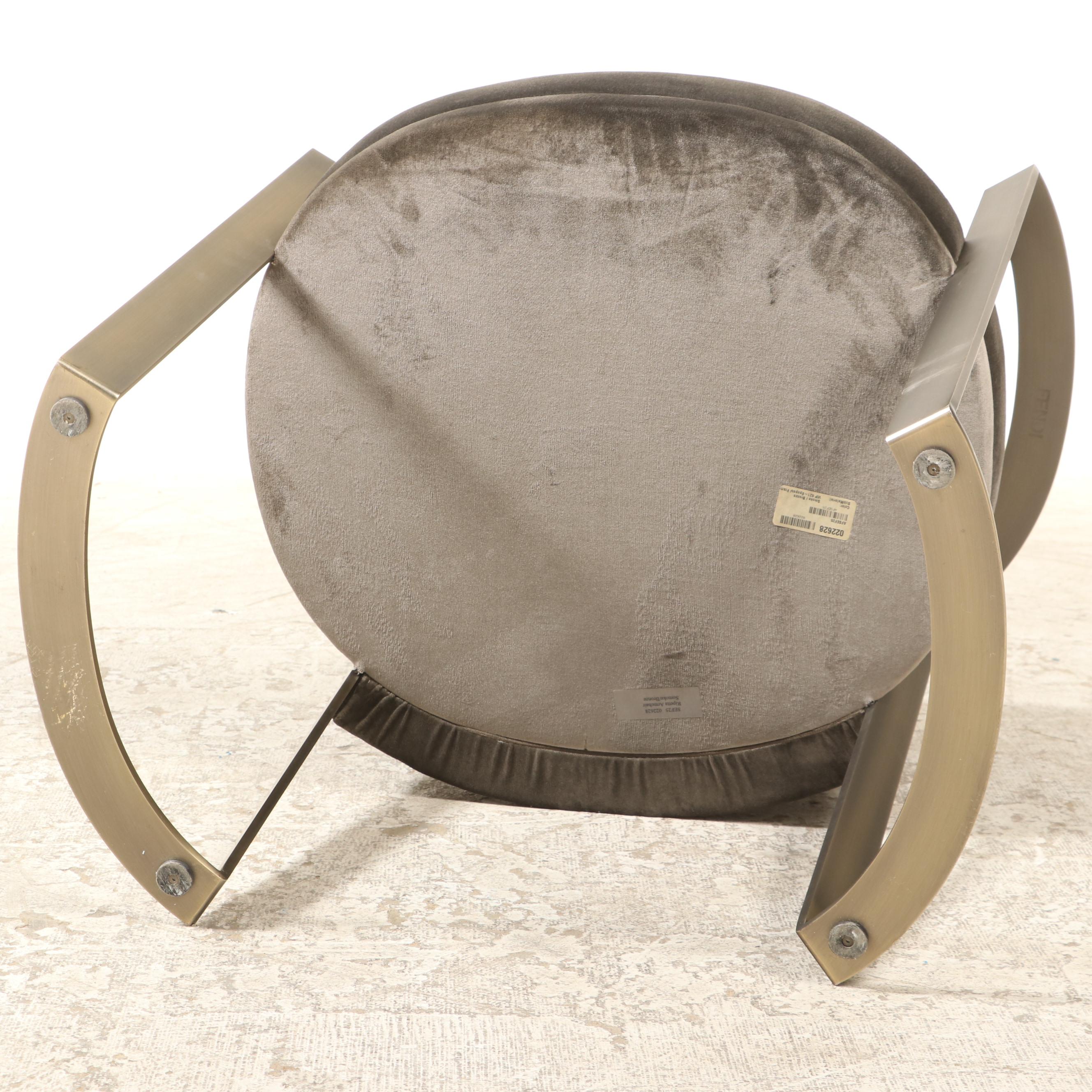 Set of Four Fendi Casa "Ripetta" Bronze-Patinated Steel & Smoke Velour Armchairs