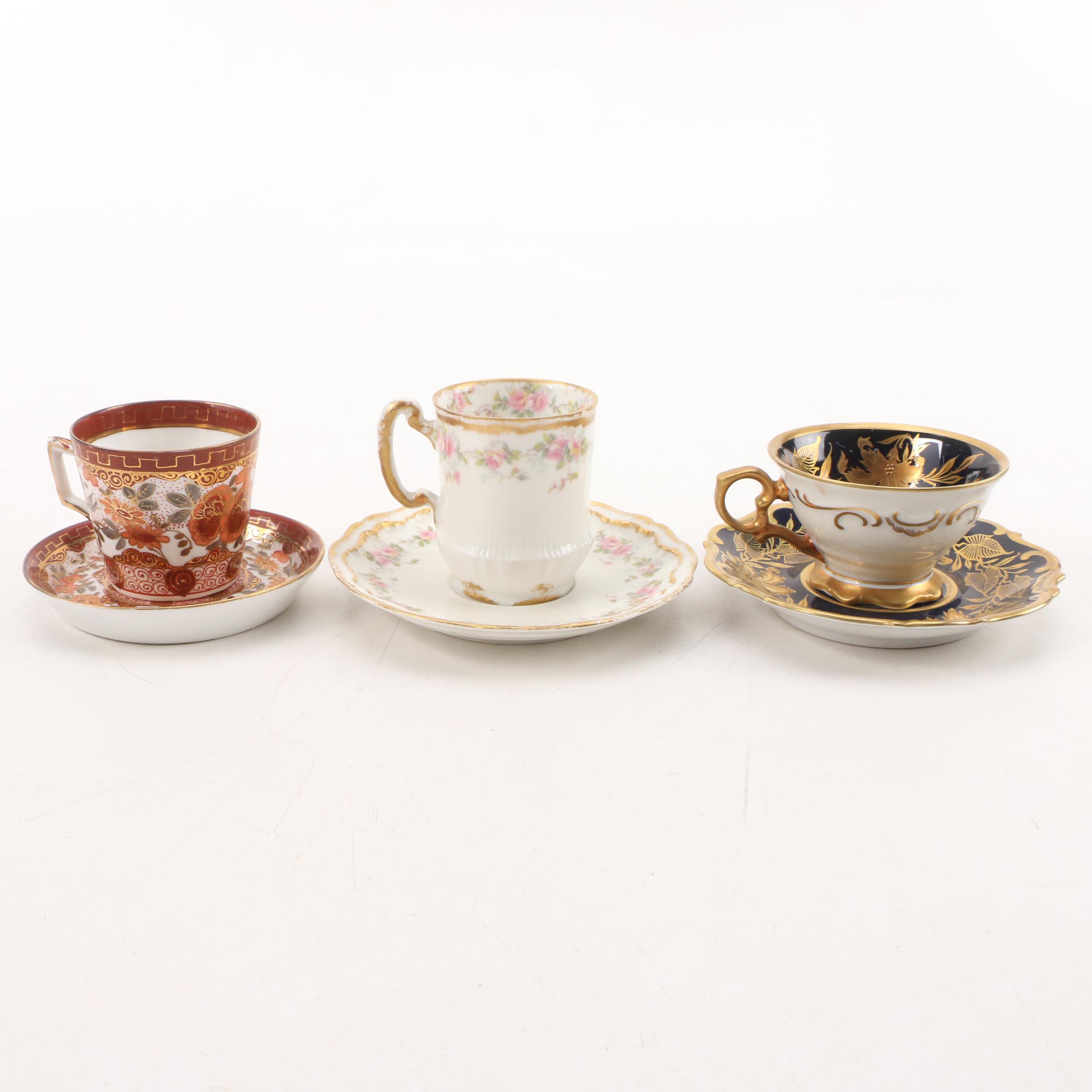 Royal Vienna Style and Other European Porcelain Demitasse Cups and Saucers