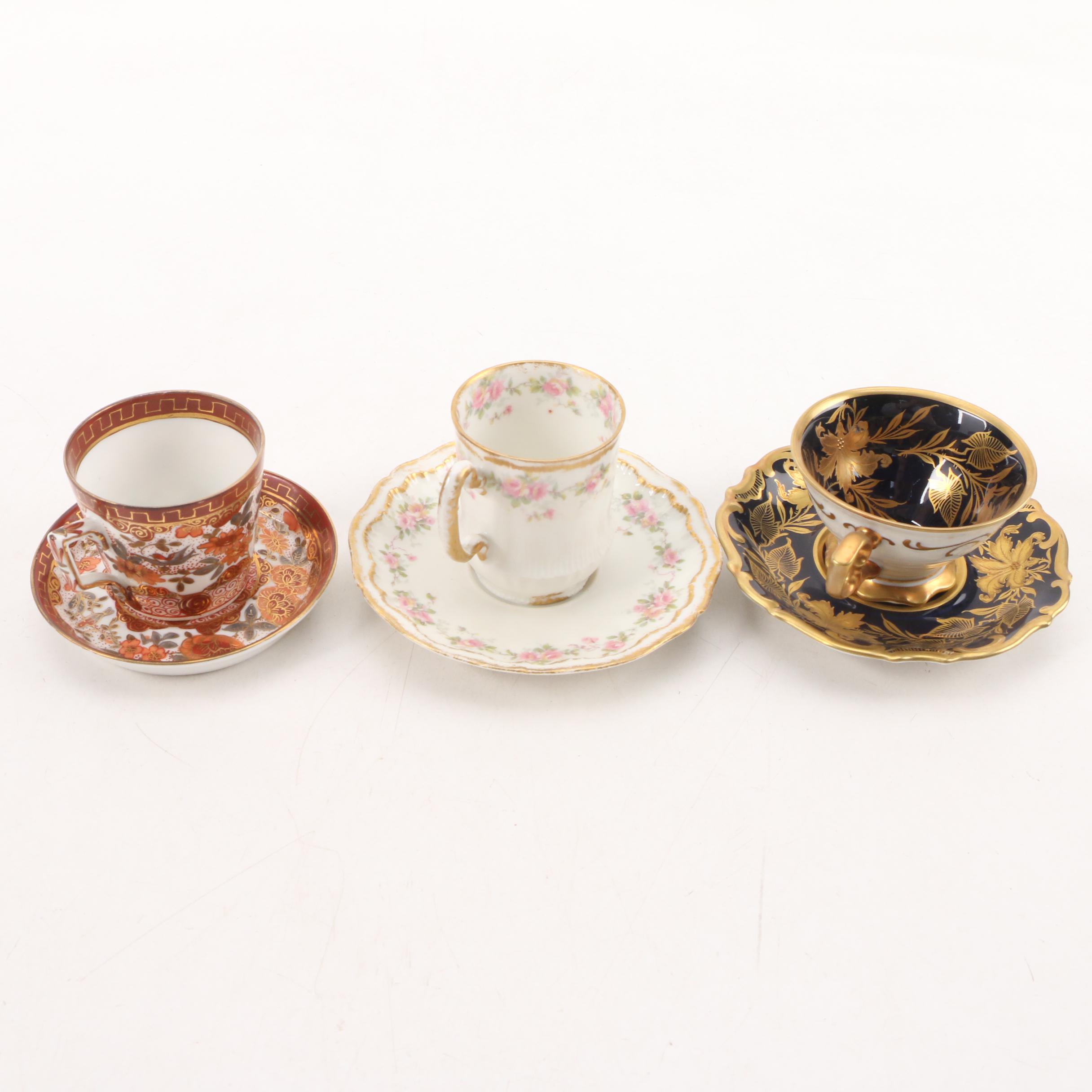 Royal Vienna Style and Other European Porcelain Demitasse Cups and Saucers