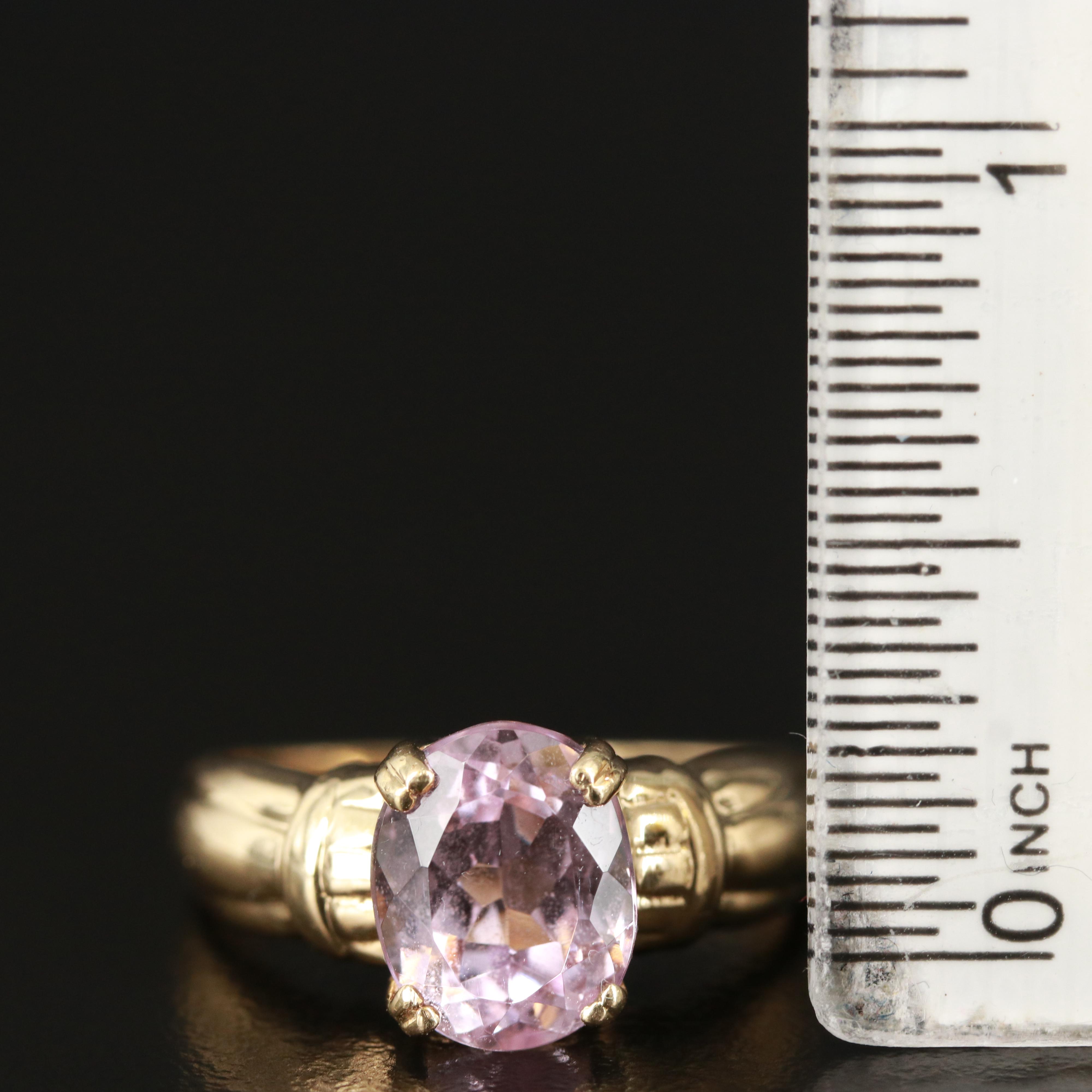 14K Kunzite Ring with Fluted Shoulders