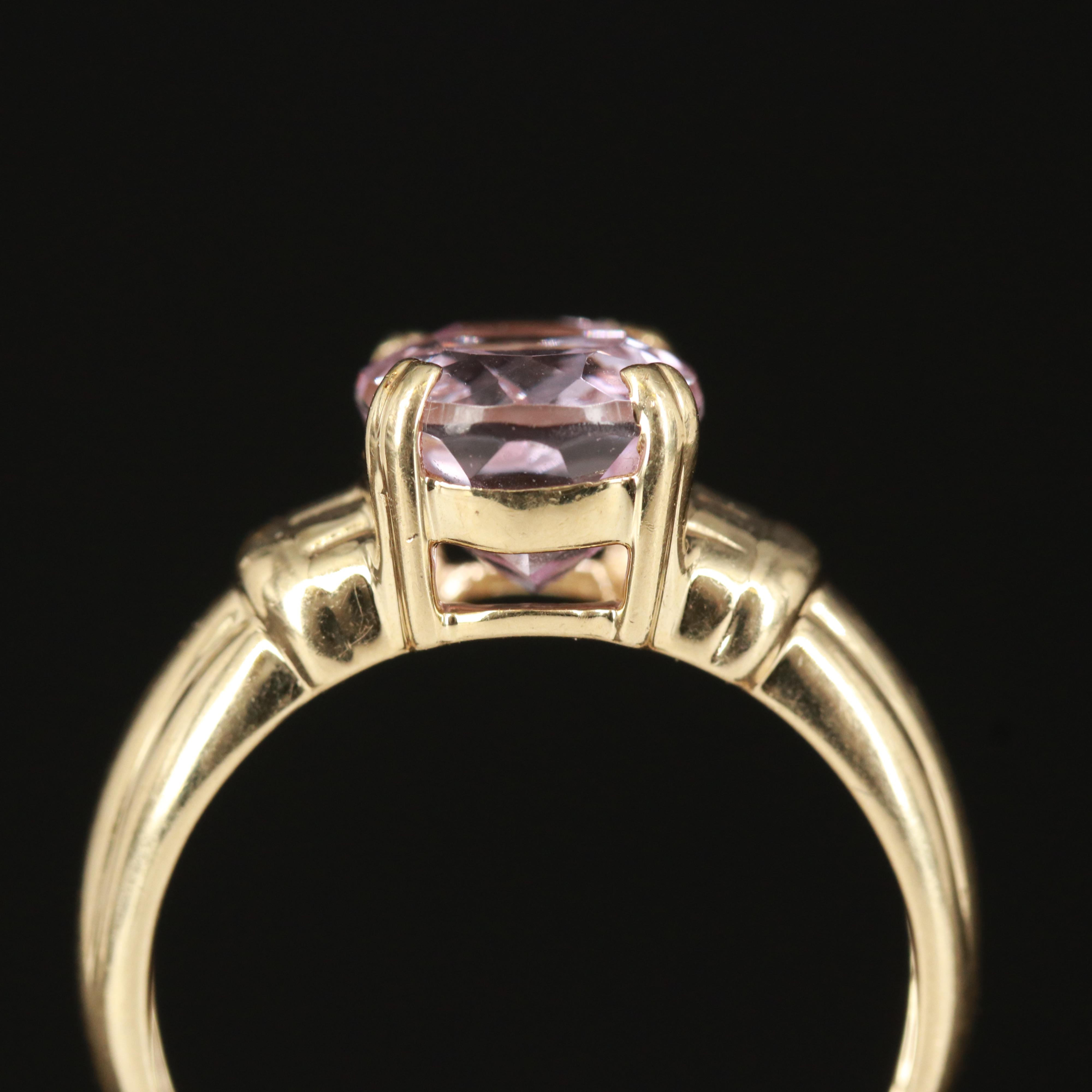 14K Kunzite Ring with Fluted Shoulders