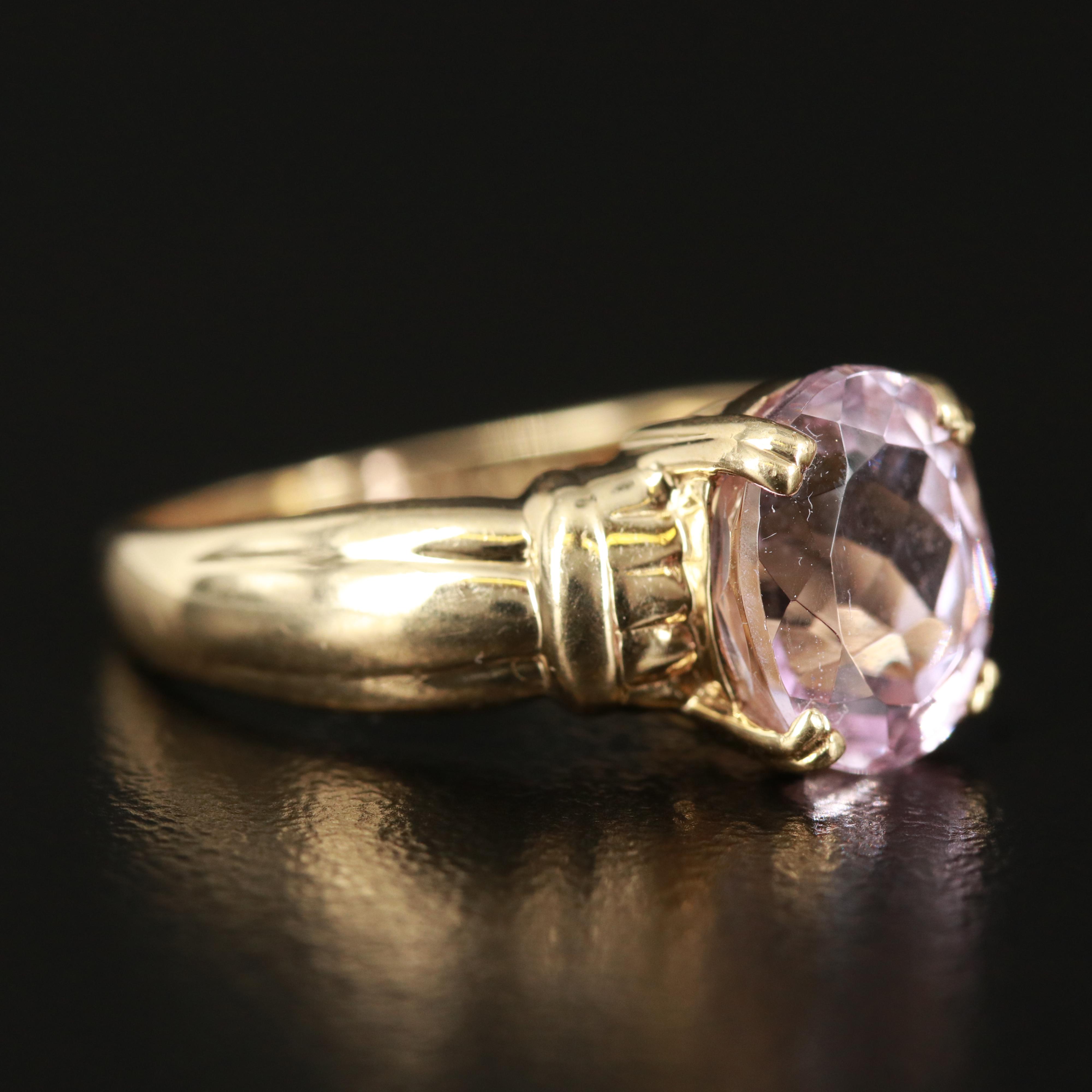14K Kunzite Ring with Fluted Shoulders