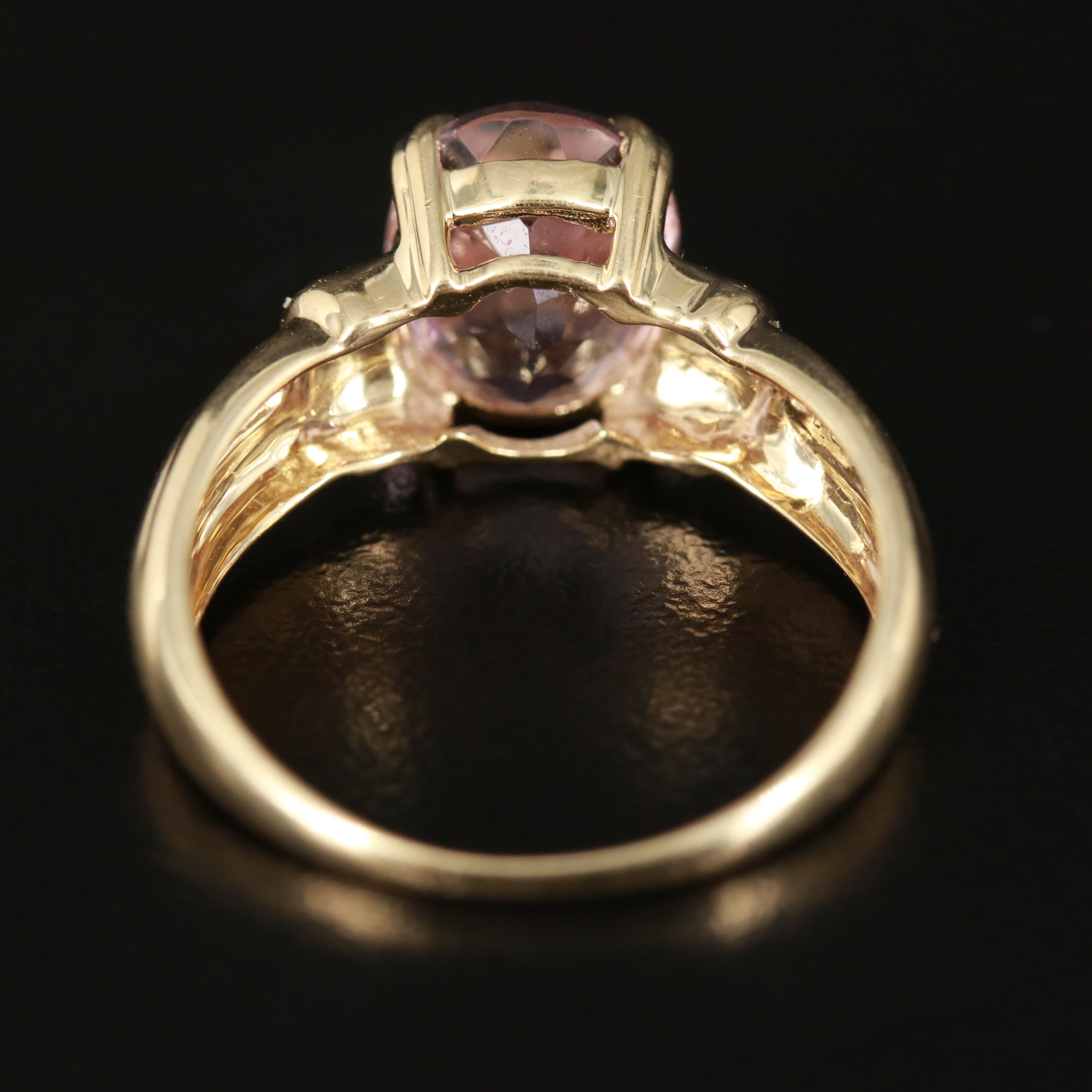 14K Kunzite Ring with Fluted Shoulders