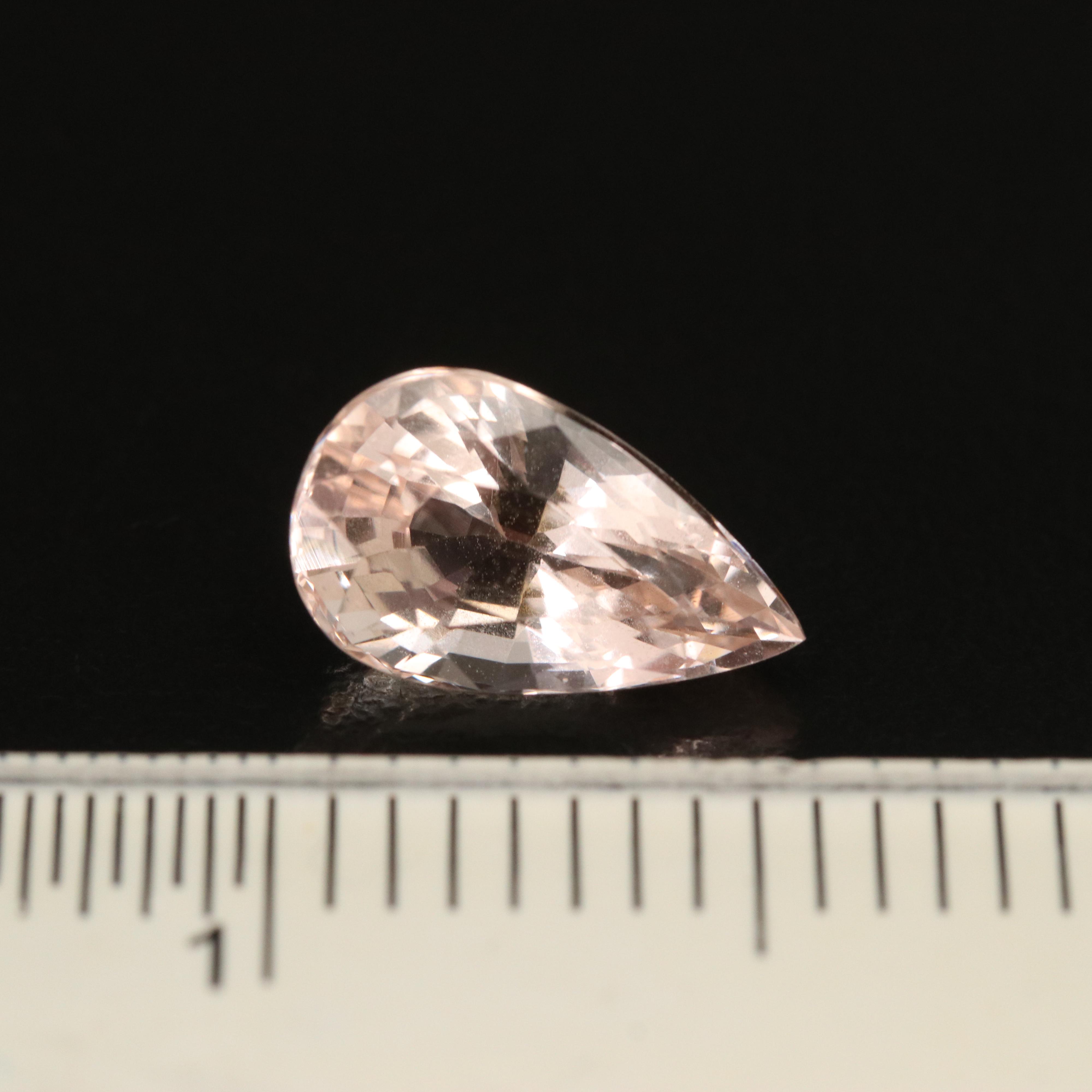 Loose 4.59 CT Pear Faceted Morganite