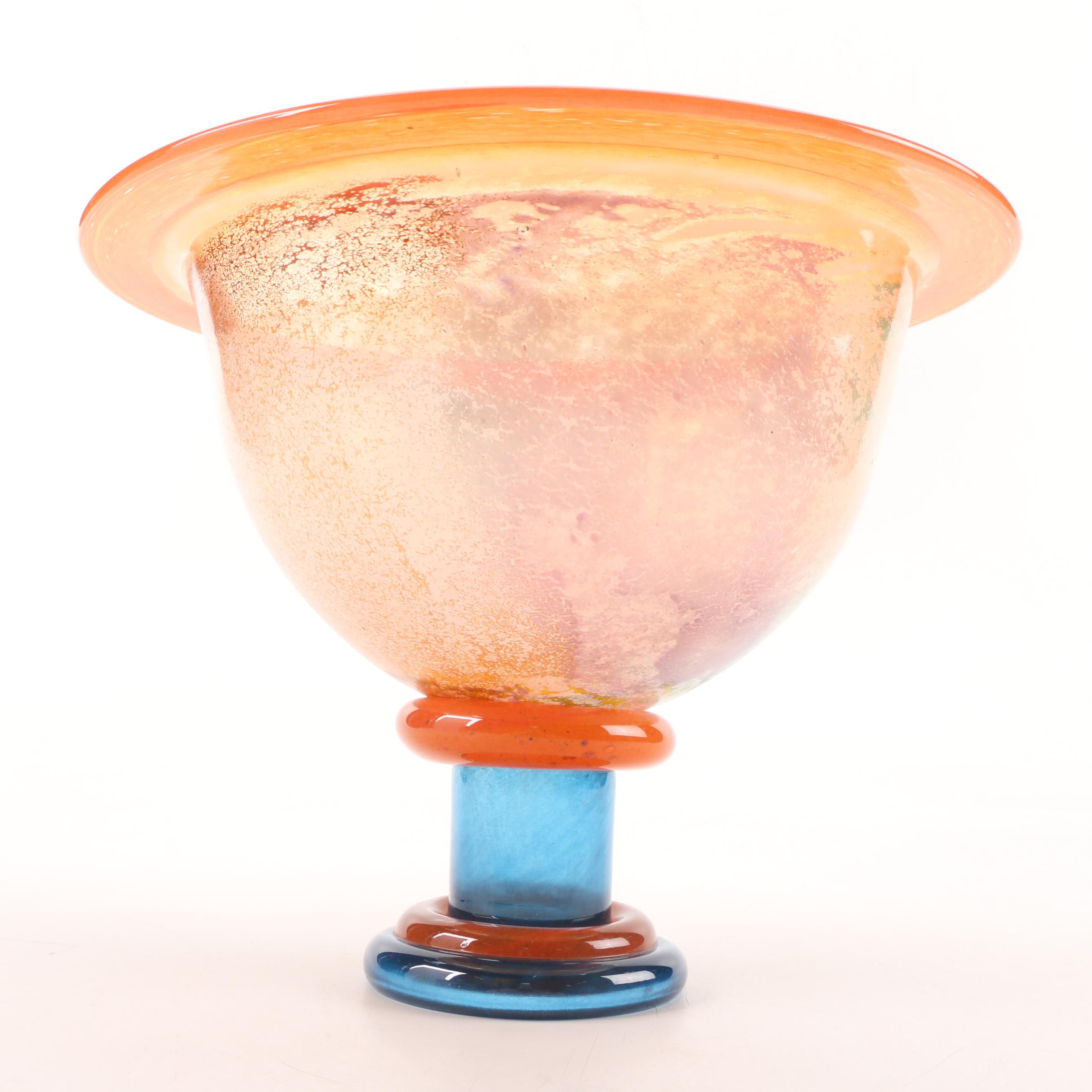 Kosta Boda "Can Can" Multi-Color Footed Art Glass Bowl