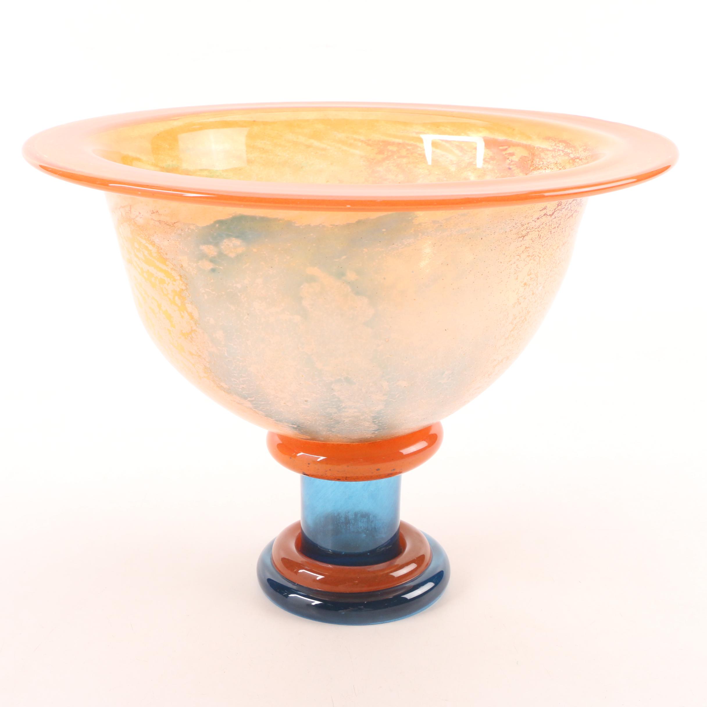Kosta Boda "Can Can" Multi-Color Footed Art Glass Bowl