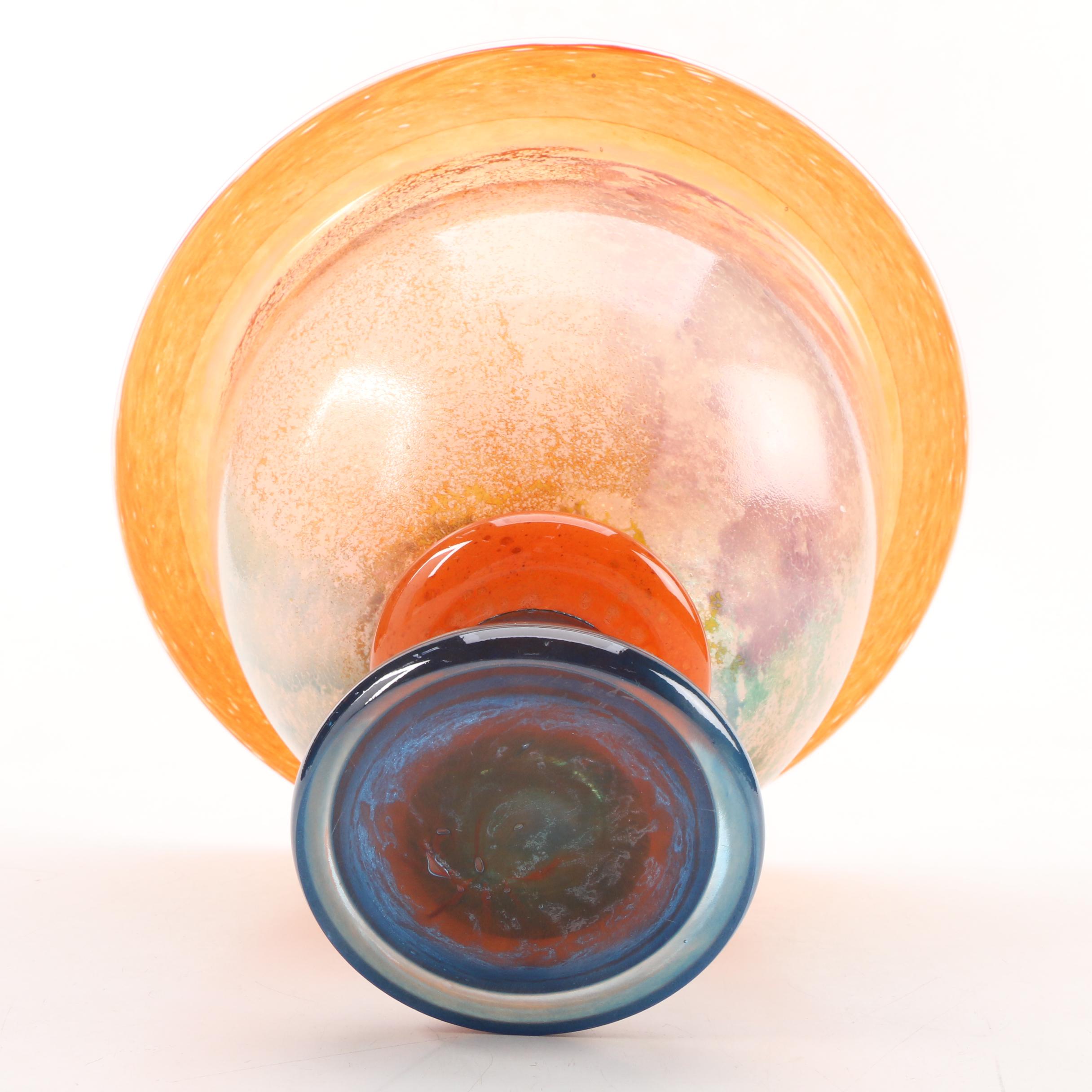 Kosta Boda "Can Can" Multi-Color Footed Art Glass Bowl