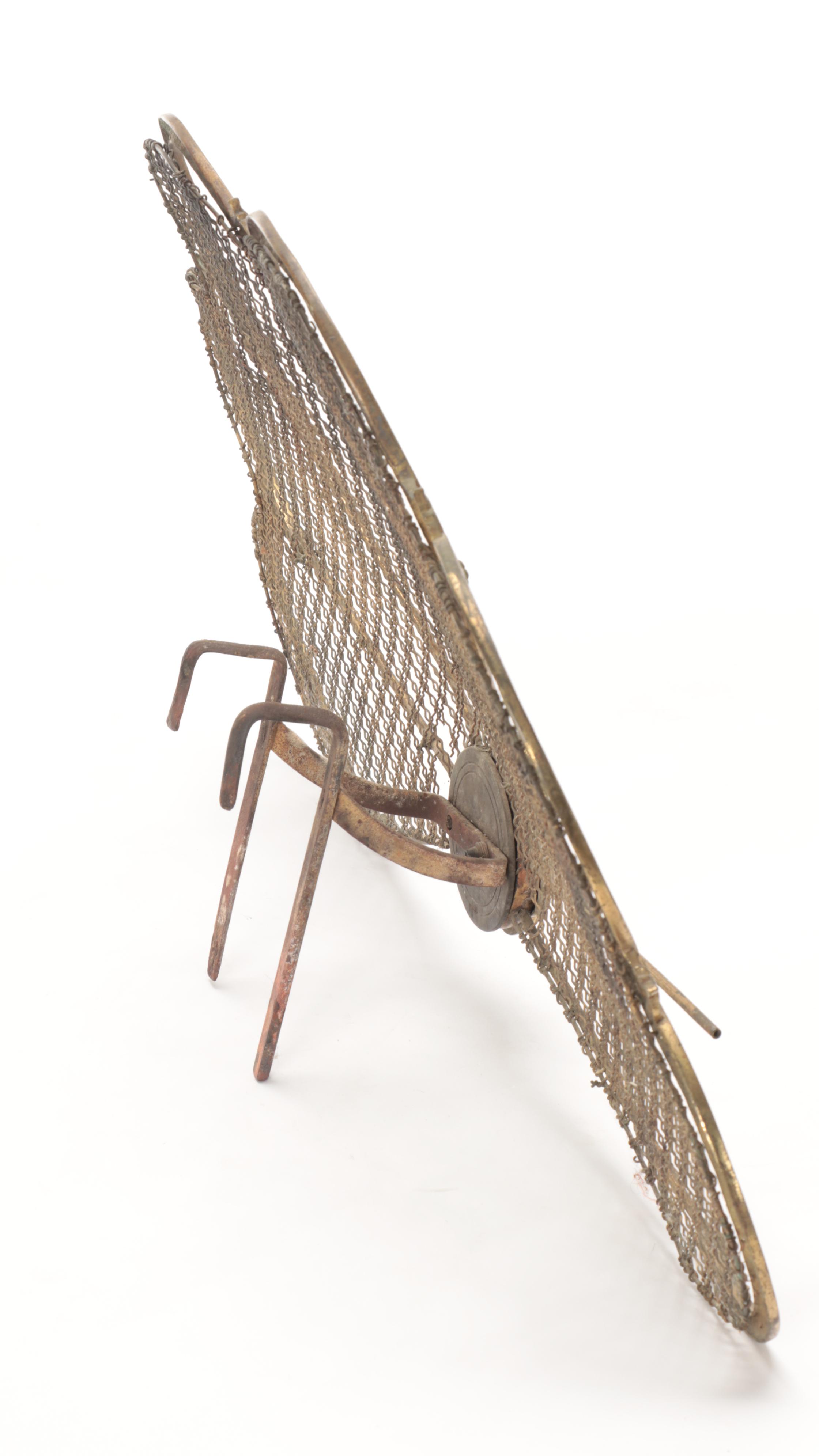 Victorian Style Brass and Metal Fan Fireplace Screen, 20th Century