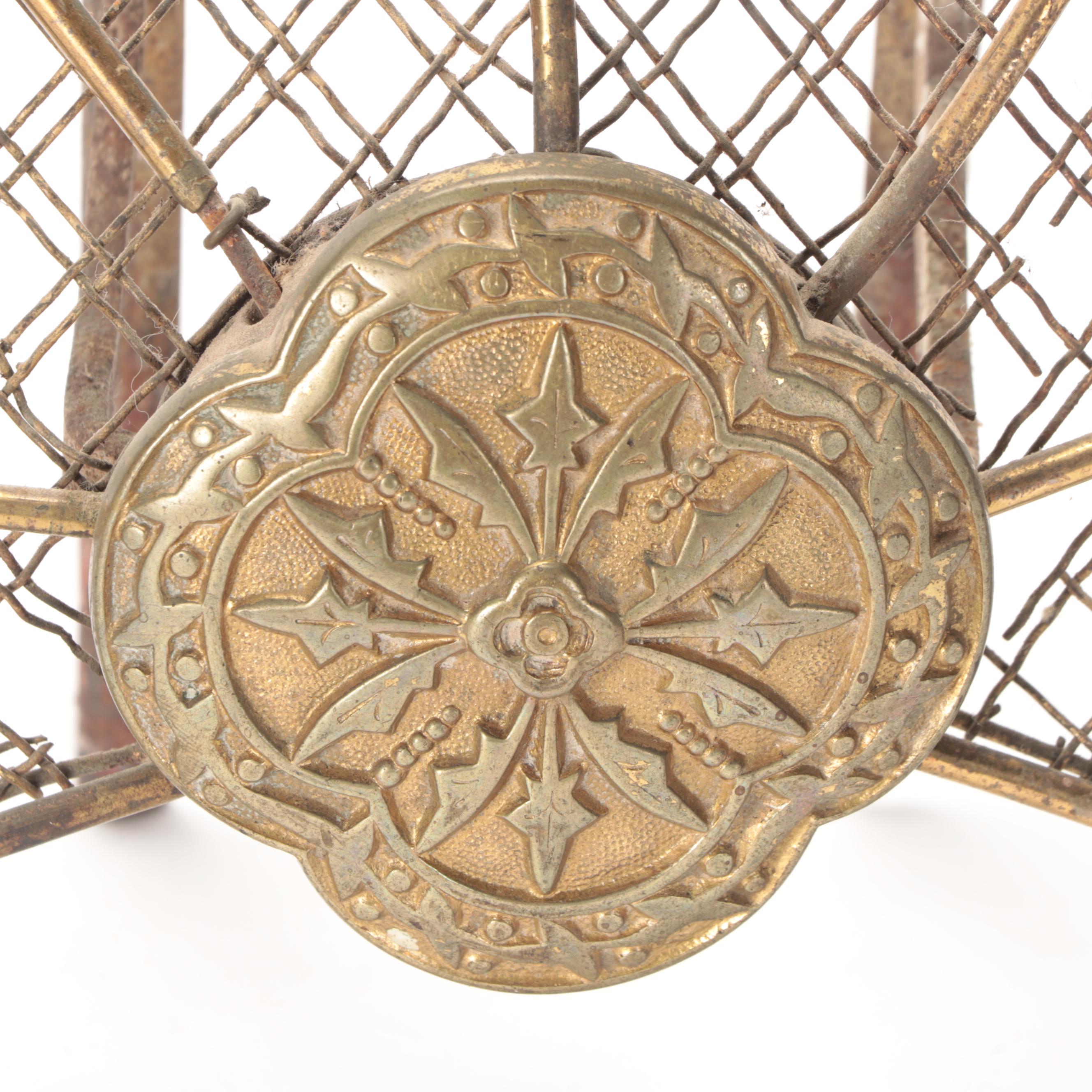 Victorian Style Brass and Metal Fan Fireplace Screen, 20th Century