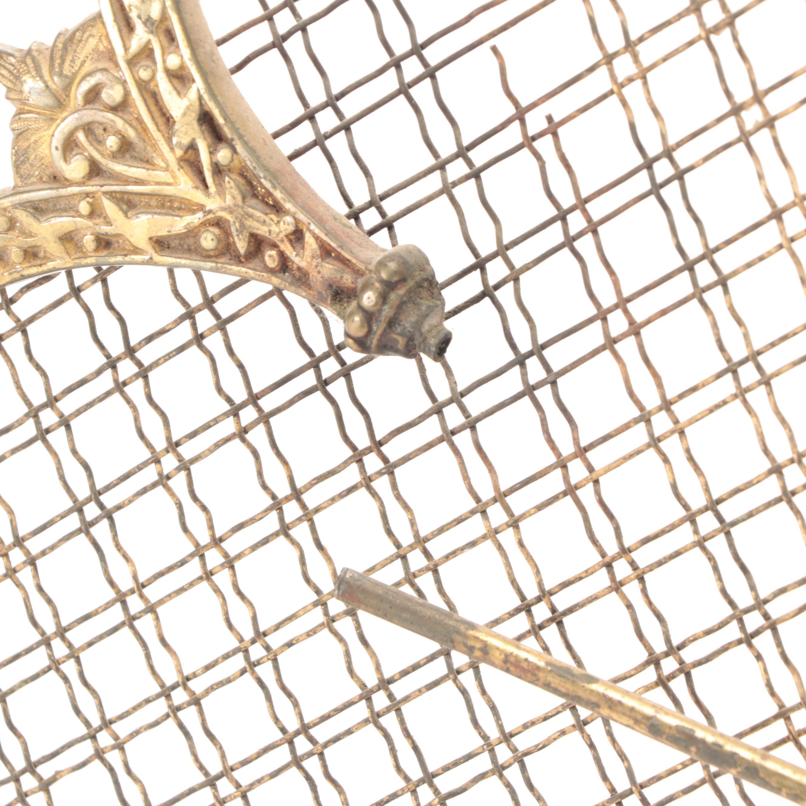 Victorian Style Brass and Metal Fan Fireplace Screen, 20th Century