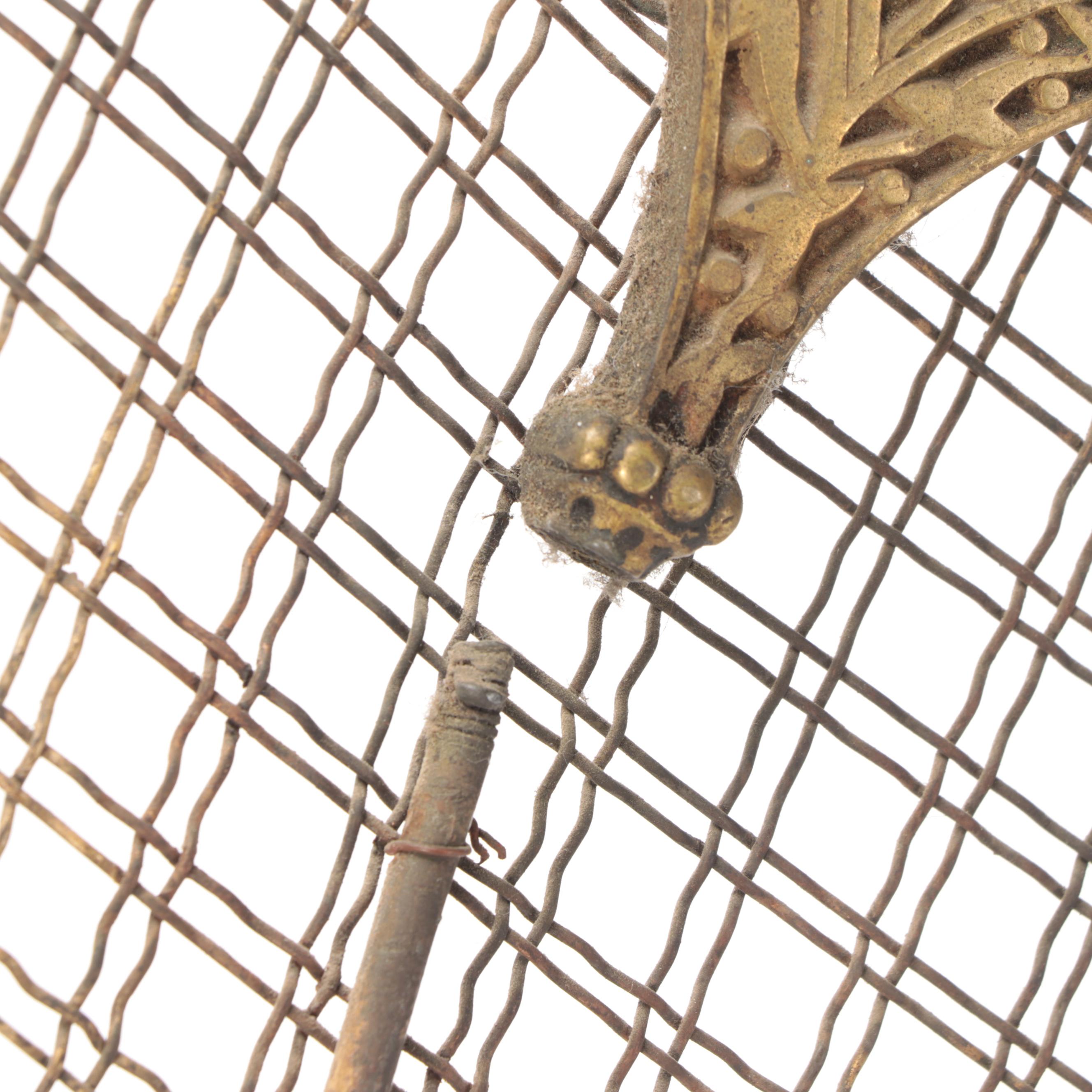 Victorian Style Brass and Metal Fan Fireplace Screen, 20th Century