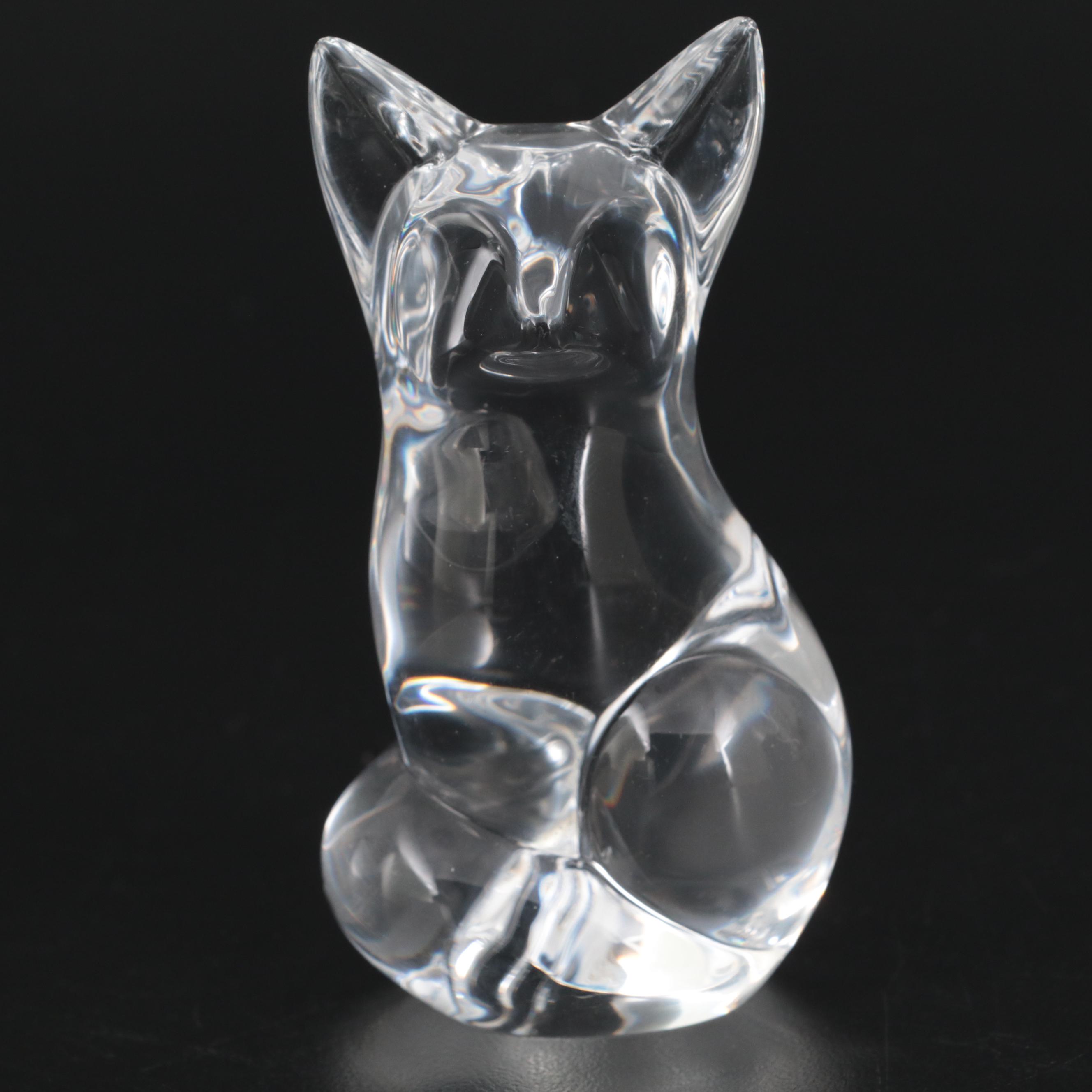 Steuben Art Glass Fox Figurine by Lloyd Atkins, Late 20th Century