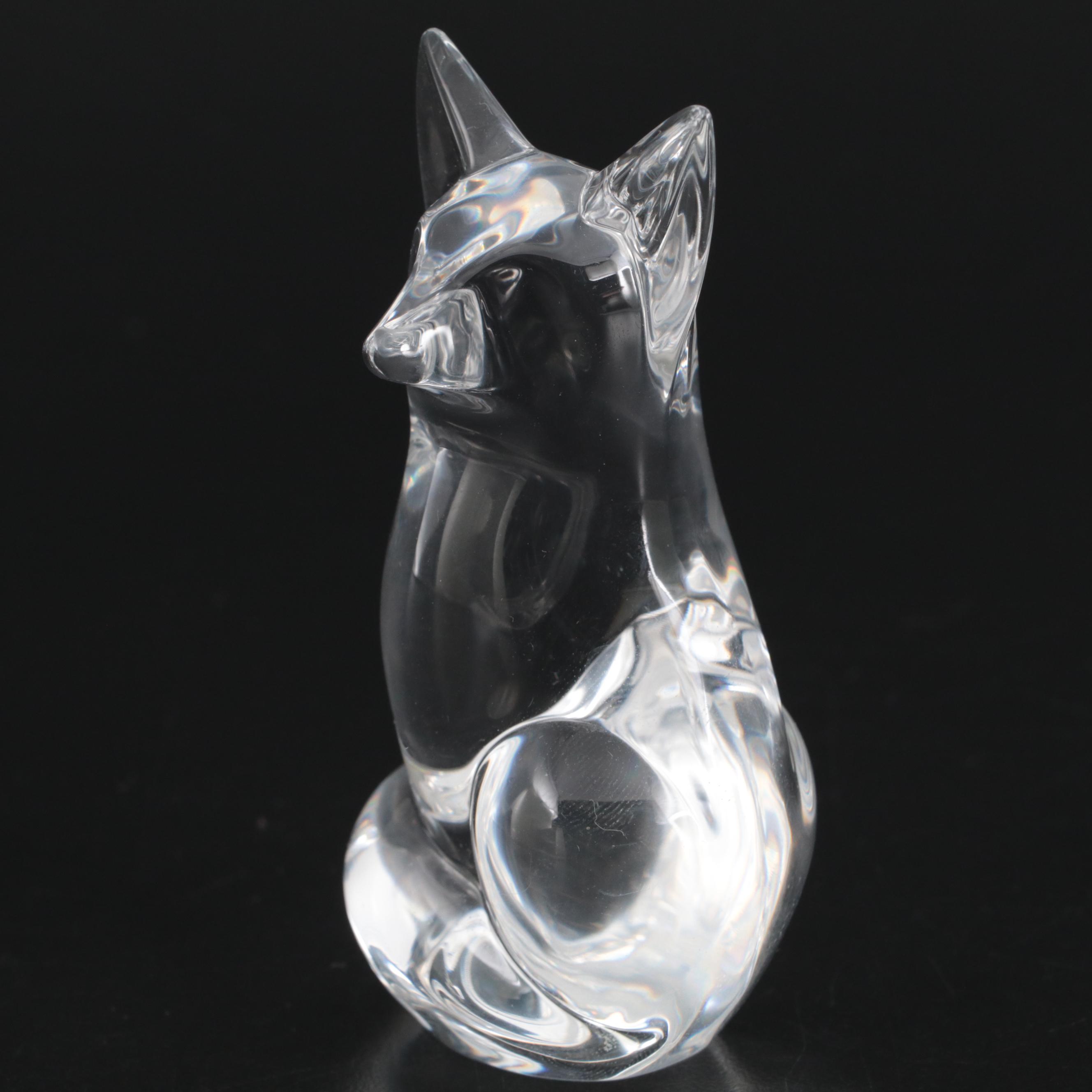 Steuben Art Glass Fox Figurine by Lloyd Atkins, Late 20th Century